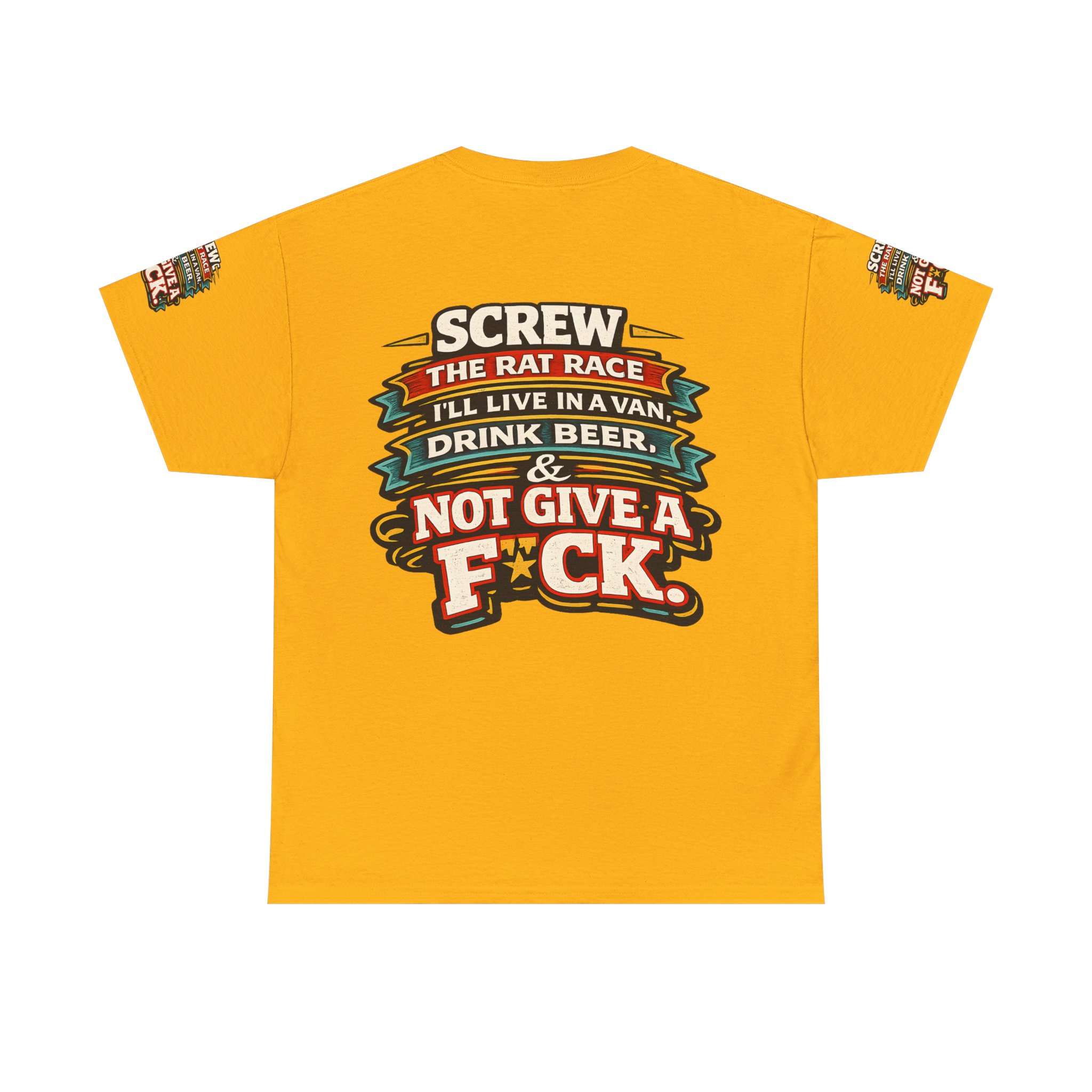 Unisex Heavy Cotton Tee — "Screw The Rat Race" Design F**K-Line