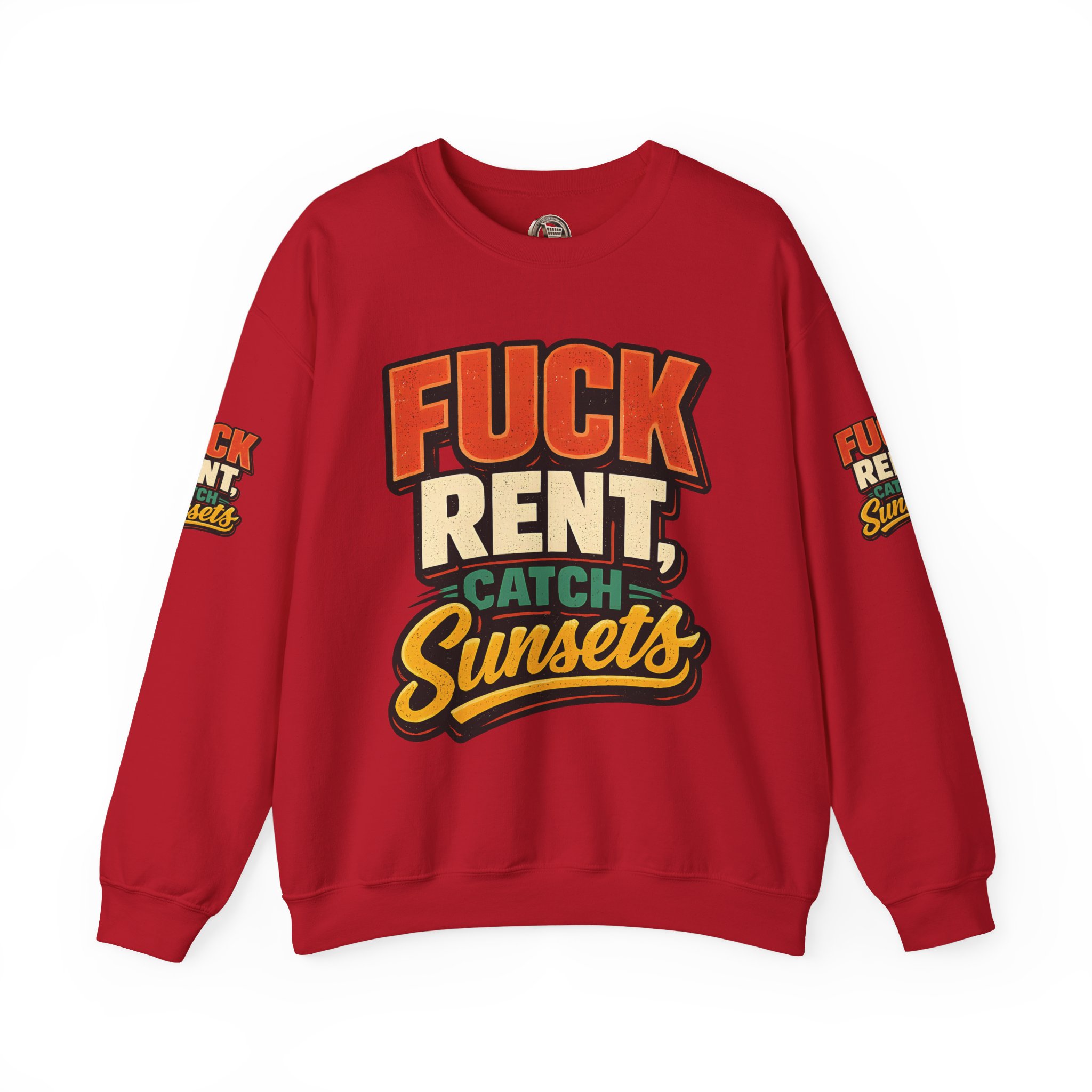 15628683466692139755_2048.jpeg Unisex Heavy Blend™ Crewneck Sweatshirt — "Fuck Rent Catch Sunsets" Design F**K-Line
