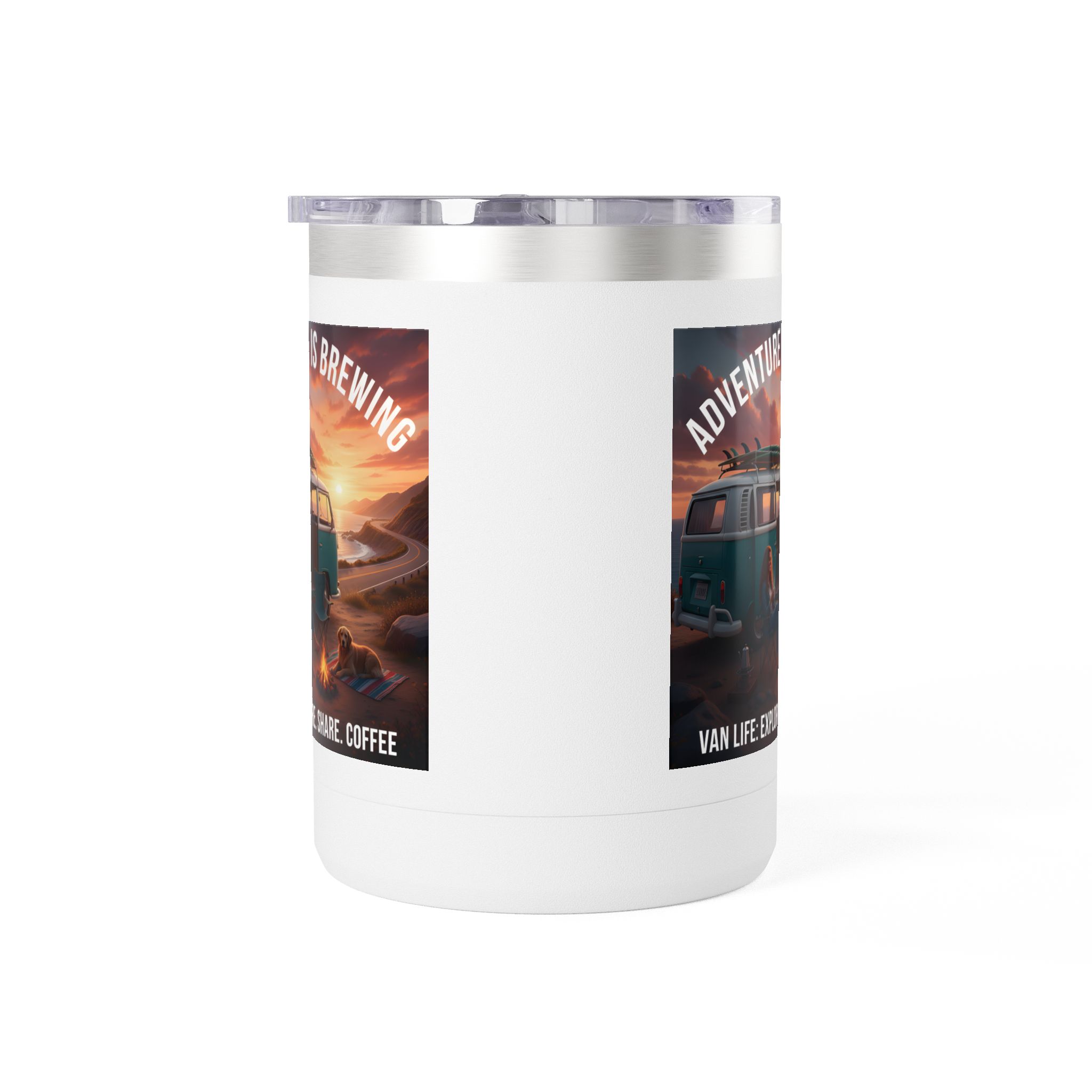 Coffee Mug Tumbler, 15oz-- "Adventure Is Brewing"