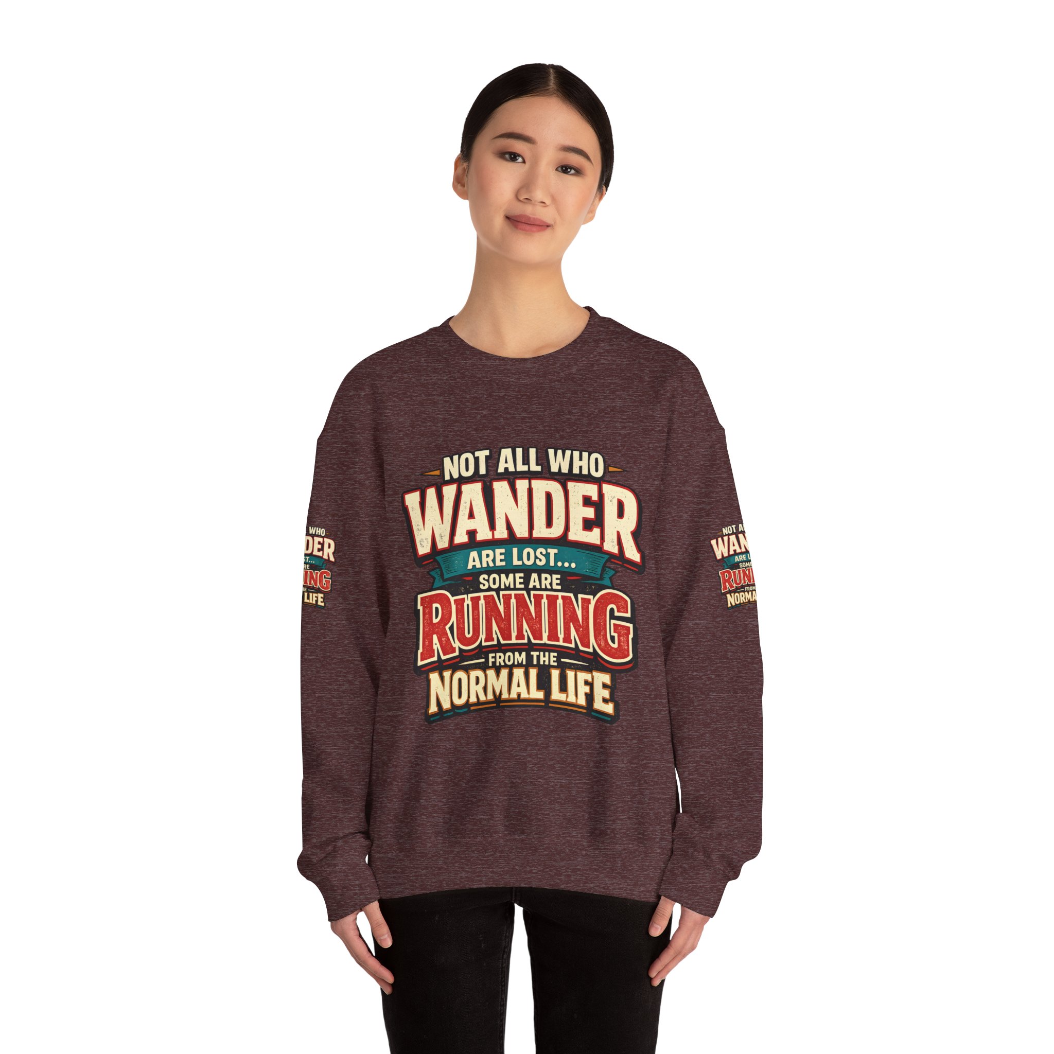 15633276690918770377_2048.jpeg Unisex Heavy Blend™ Crewneck Sweatshirt — "Not All Who Wander Are Lost" Design F**K-Line