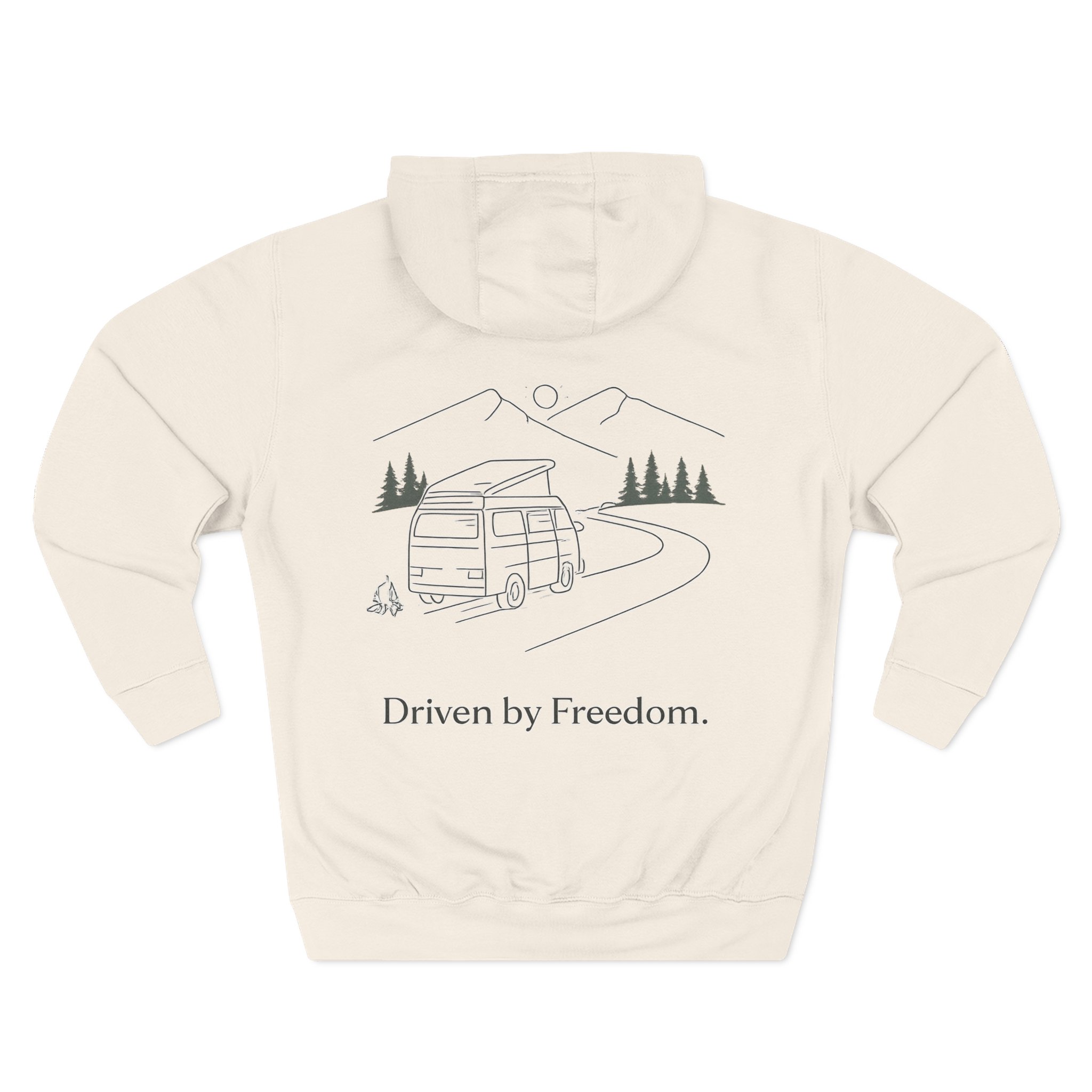 Three-Panel Fleece Hoodie - "Driven By Freedom" Design Minimal-Line