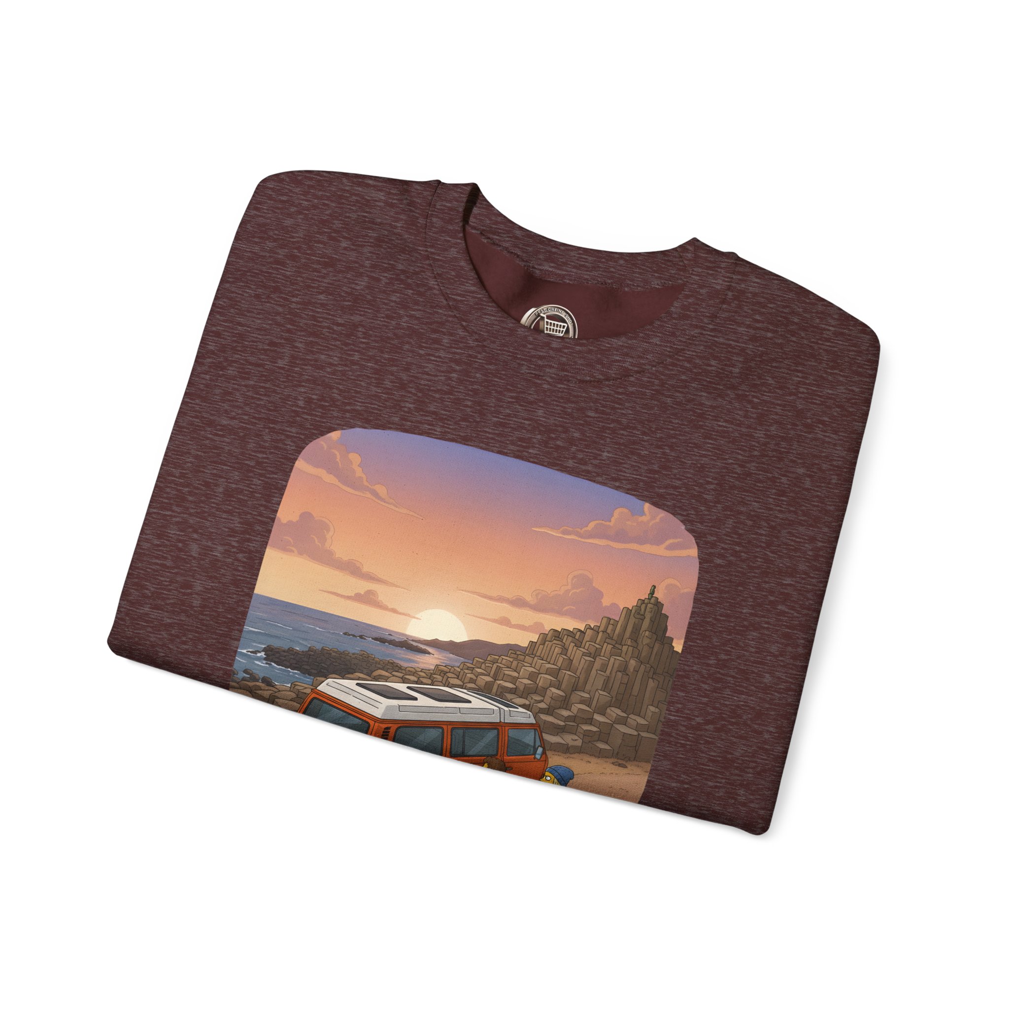 Unisex Heavy Blend™ Crewneck Sweatshirt — "Lost Roads Epic Coastlines" Design Sitcom-Line