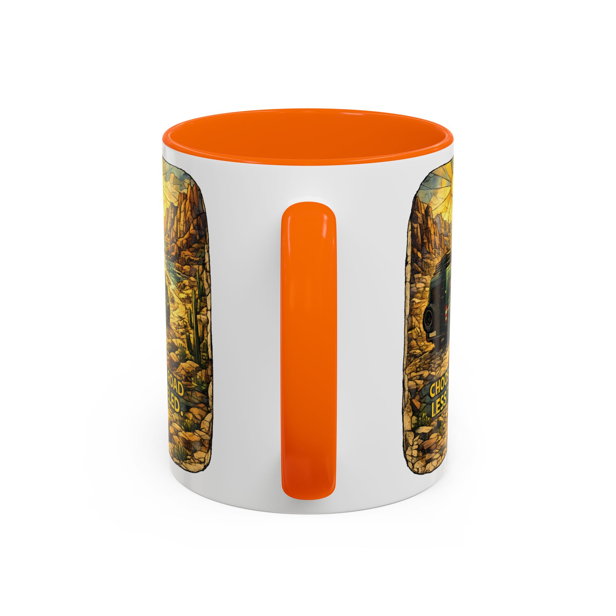 Accent Coffee Mug (11, 15oz) — "Choose The Road Less Traveled" Design Cubic-Line