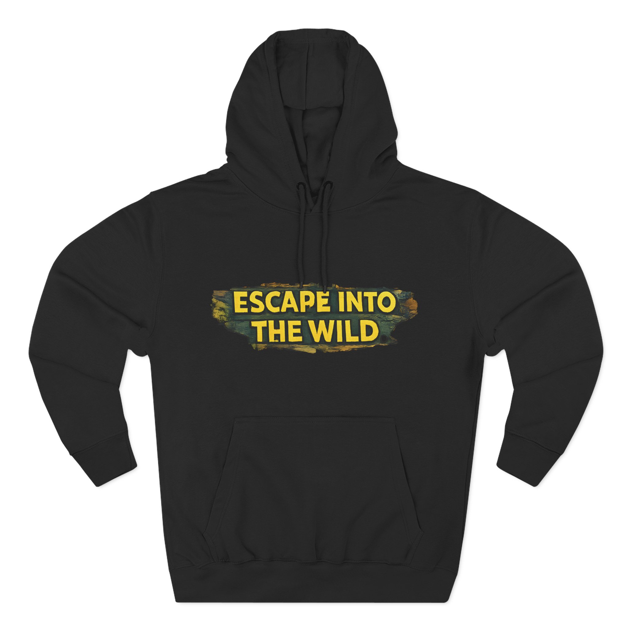 Three-Panel Fleece Hoodie - "Escape Into The Wild" Design Cubic-Line