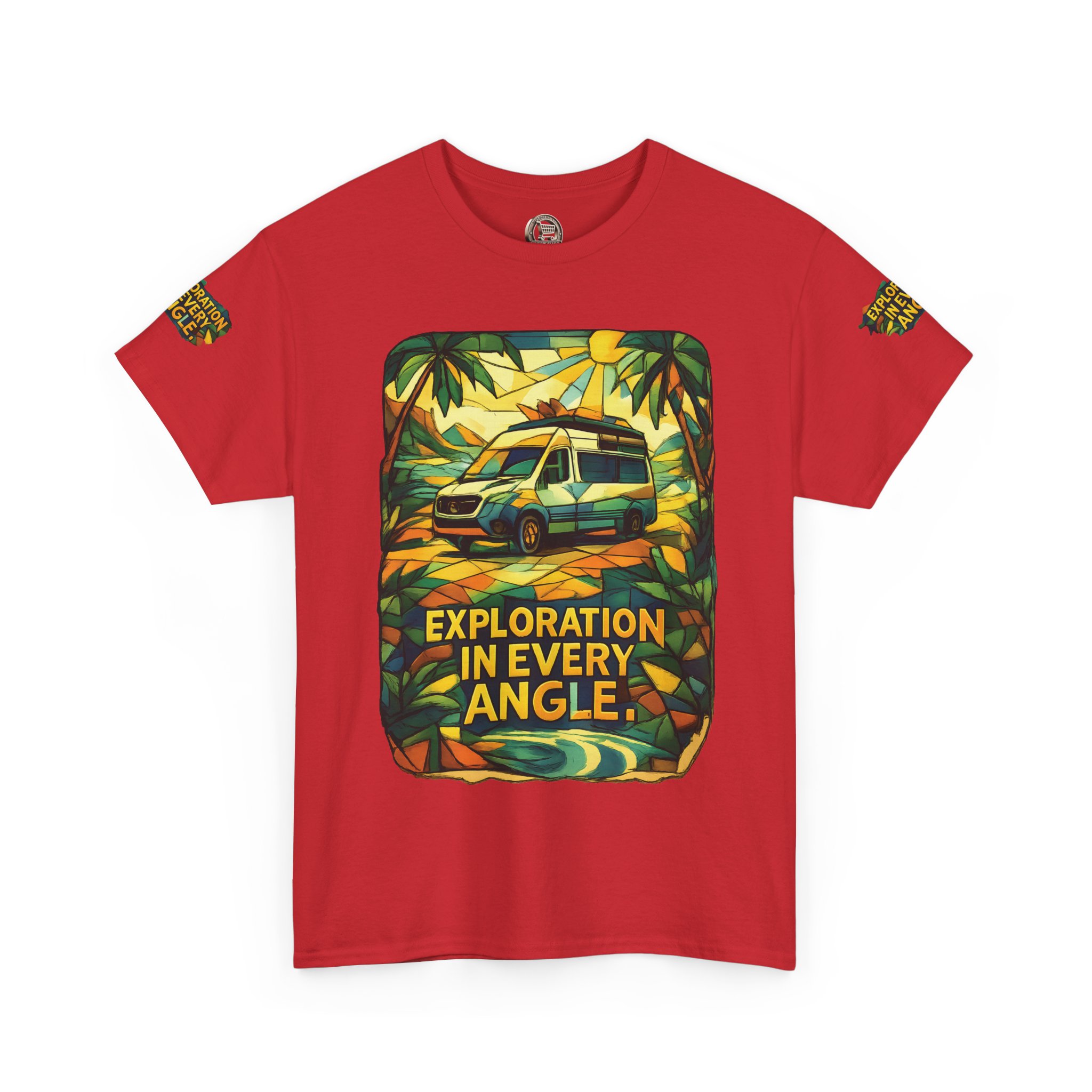 Unisex Heavy Cotton Tee — "Exploration In Every Angle" Design Cubic-Line