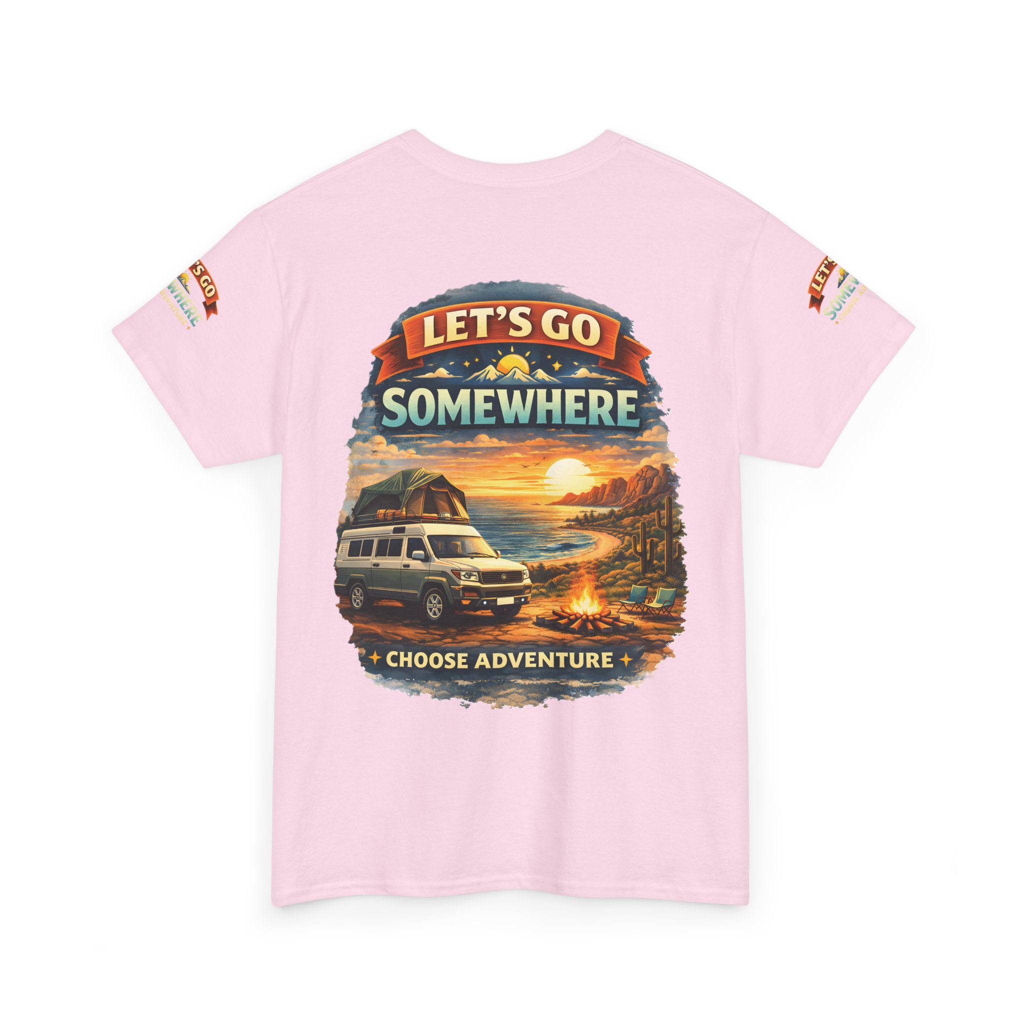 Unisex Heavy Cotton Tee — "Lets Go Somewhere" Design Scenic-Line