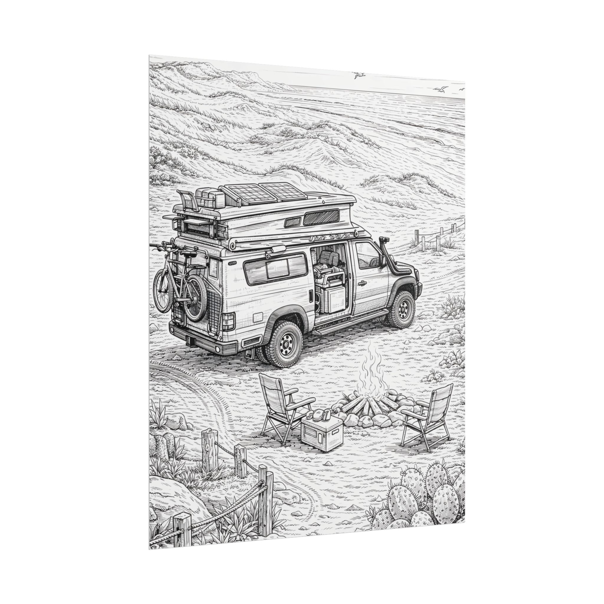 Campervan Poster — Vintage RV Camping Landscape Wall Art