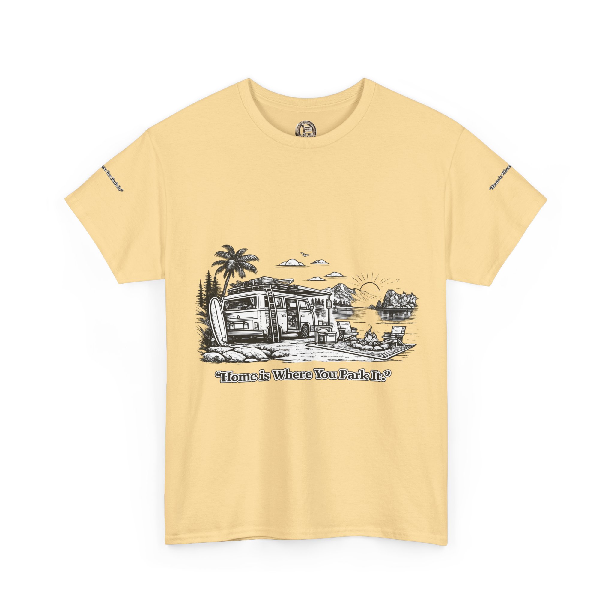 15659175511991582802_2048.jpeg Unisex Heavy Cotton Tee — "Home Is Where You Park It" Design Minimal-Line