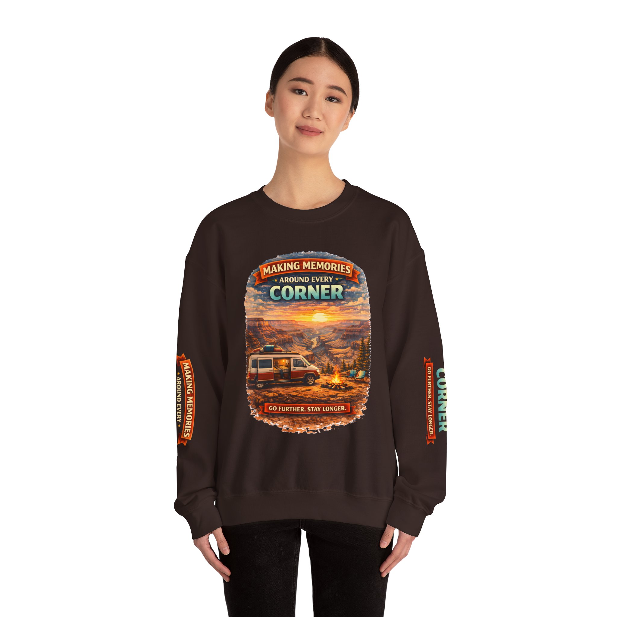 Unisex Heavy Blend™ Crewneck Sweatshirt — "Making Memories Around Every Corner" Design Scenic-Line