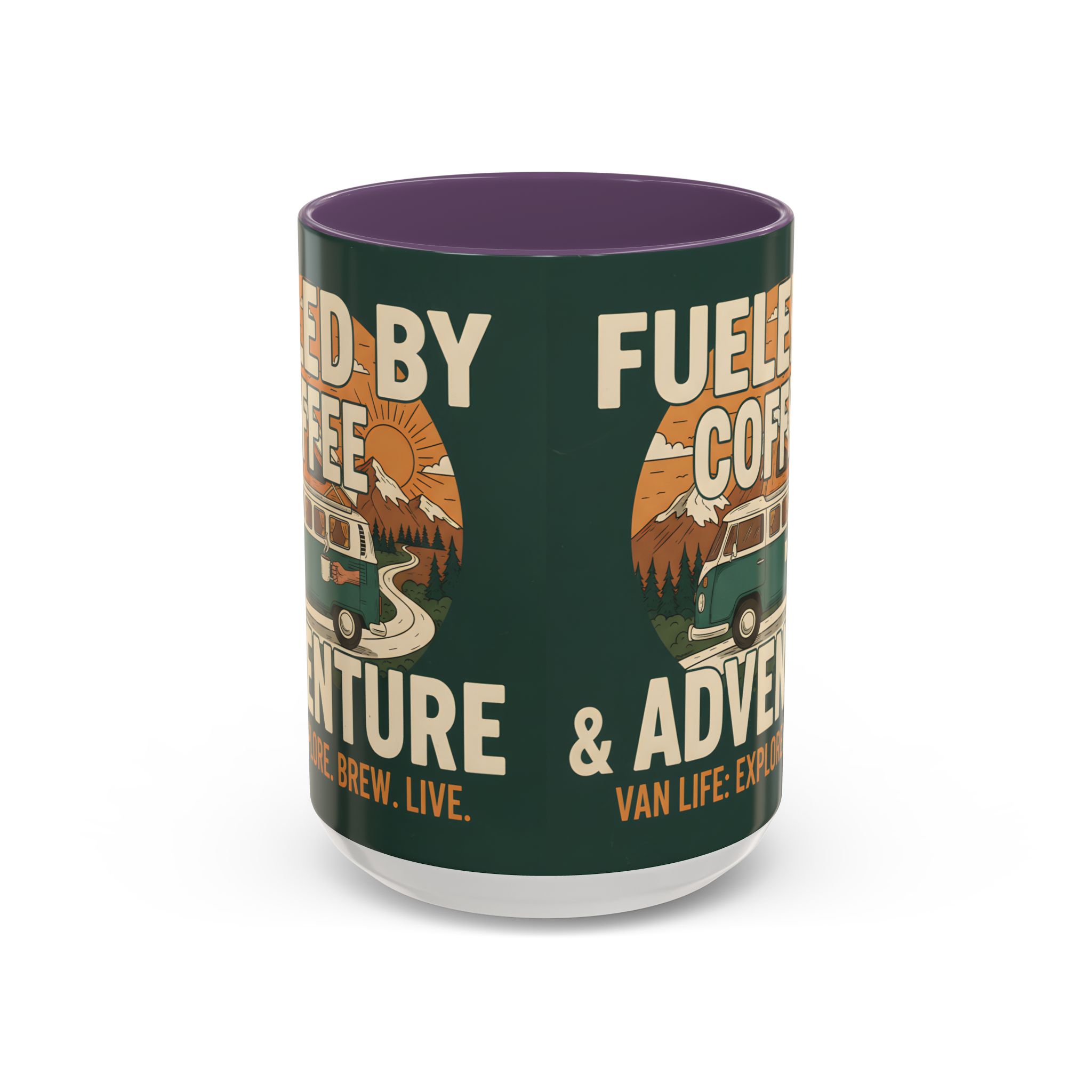 Accent Coffee Mug (11, 15oz) — "Fueled by Coffee & Adventure"