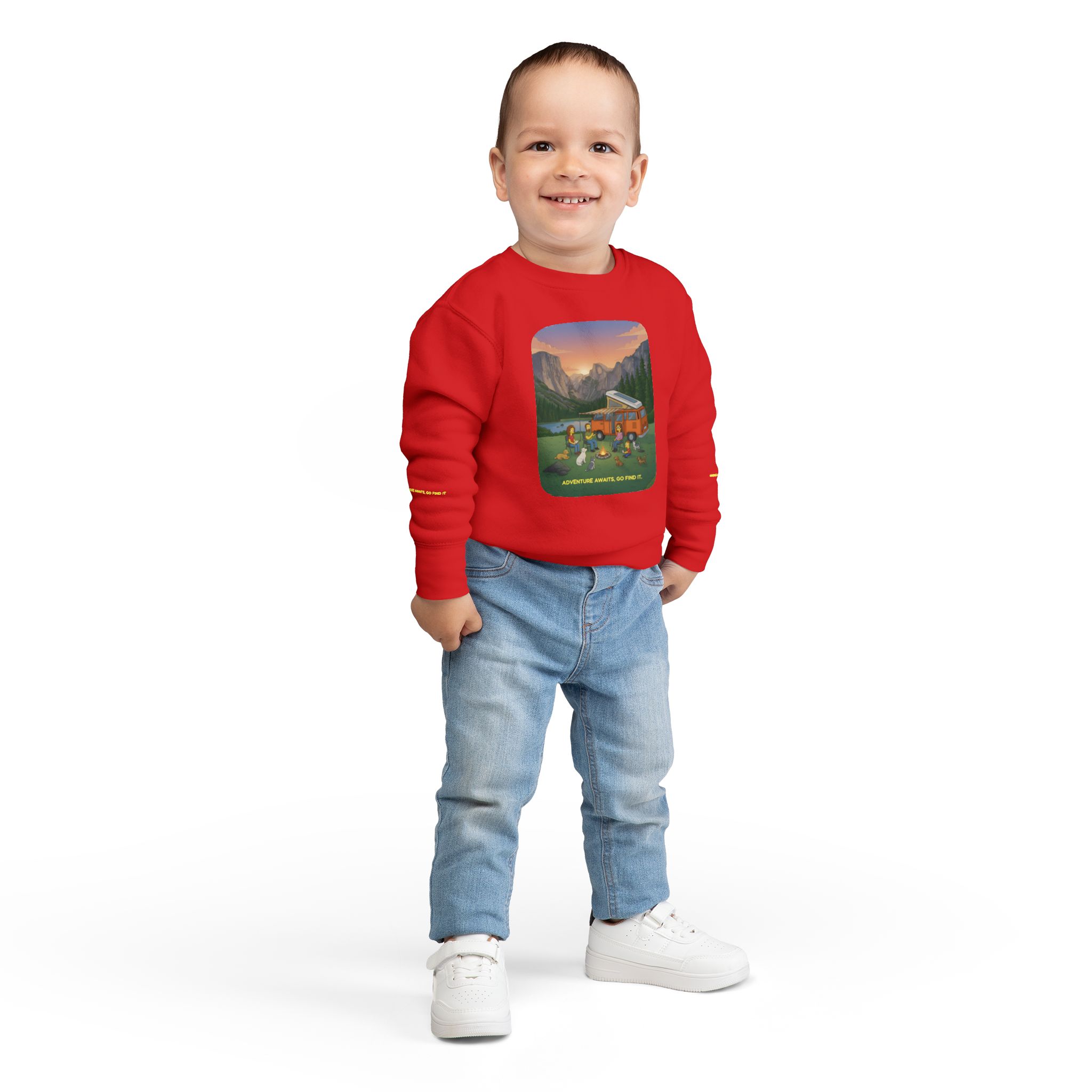 Toddler Sweatshirt - "Adventure Awaits-Go Find It" (Design Sitcom-Line)