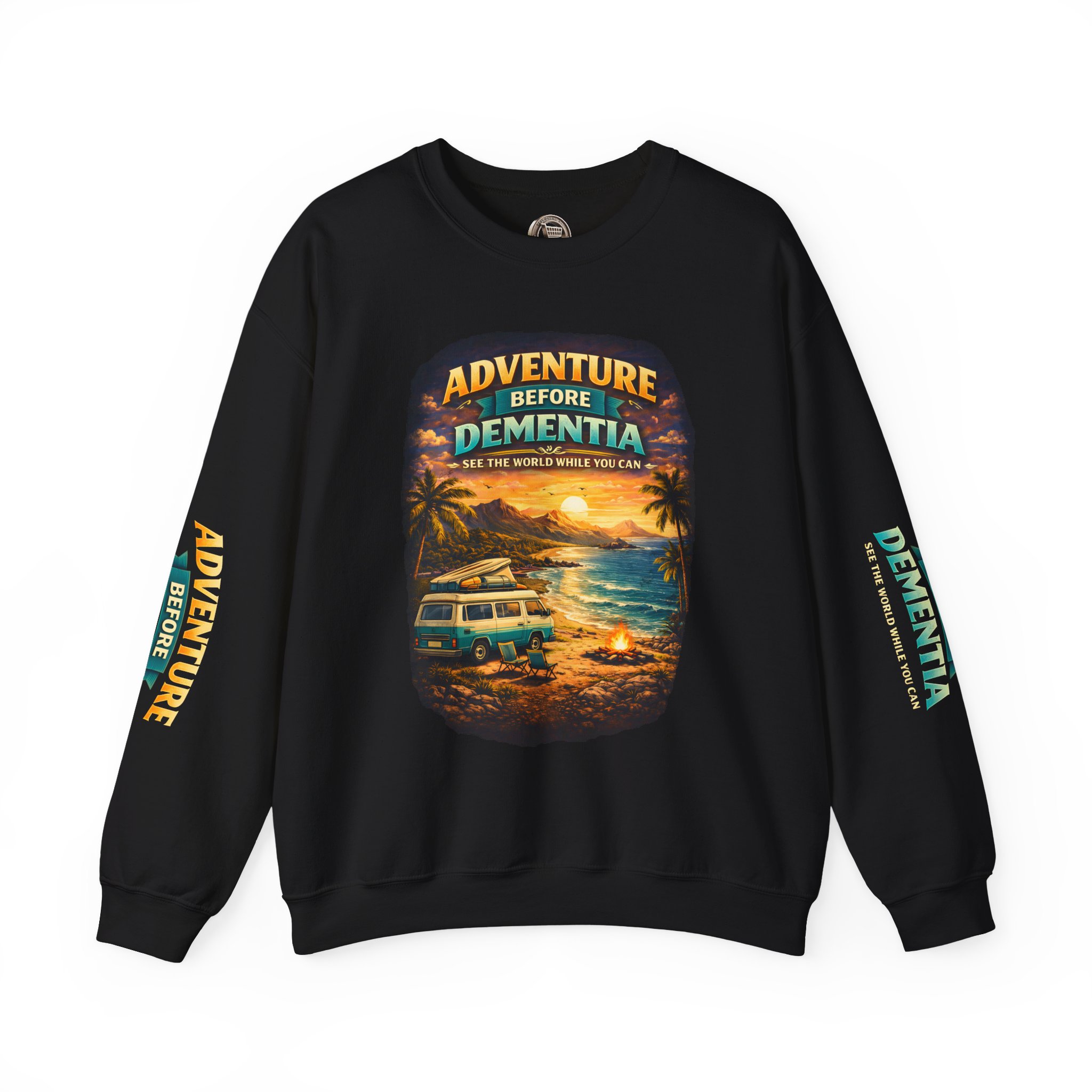 Unisex Heavy Blend™ Crewneck Sweatshirt — "Adventure Before Dementia" Design Scenic-Line