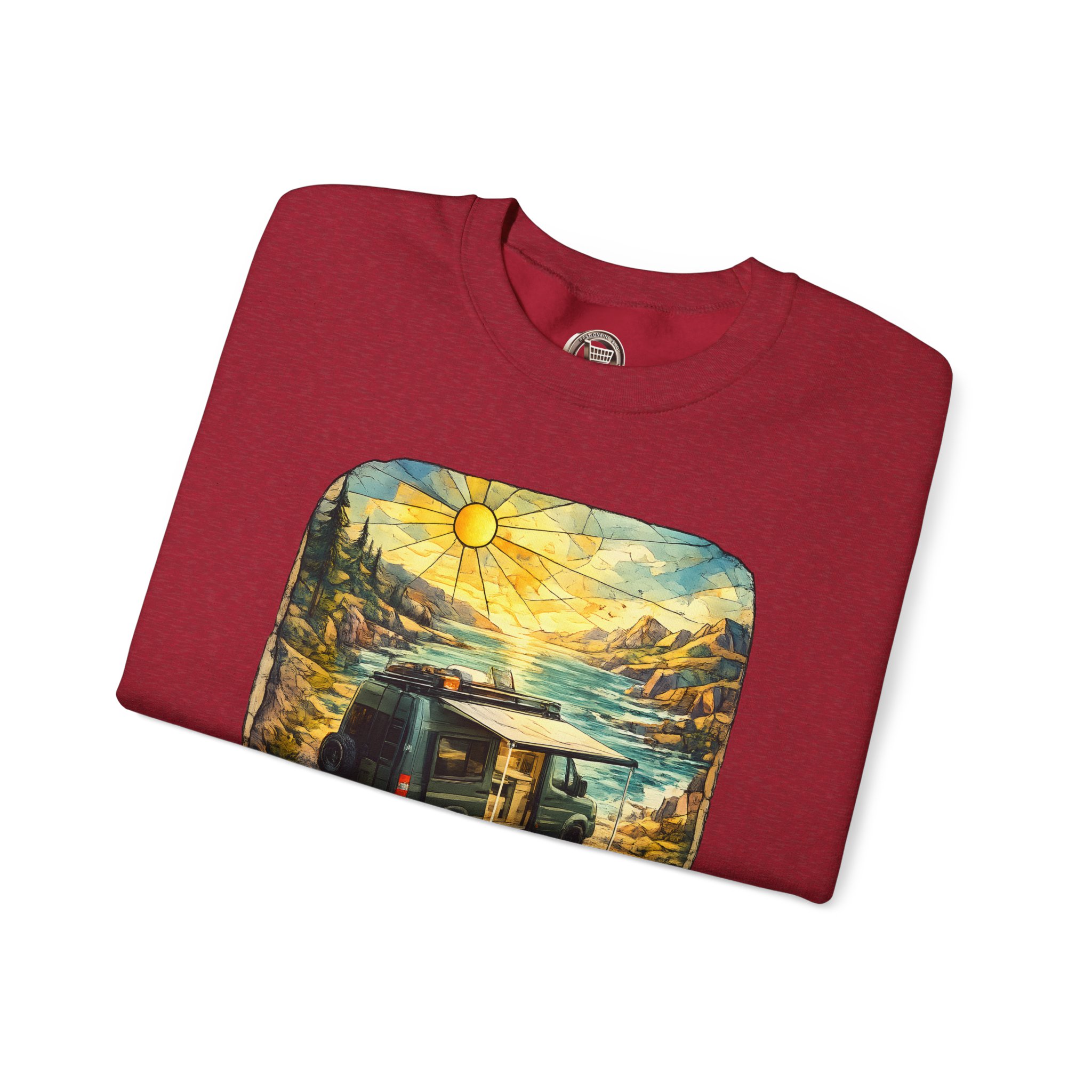 Unisex Heavy Blend™ Crewneck Sweatshirt — "Discover The Great Outdoors" Design Cubic-Line