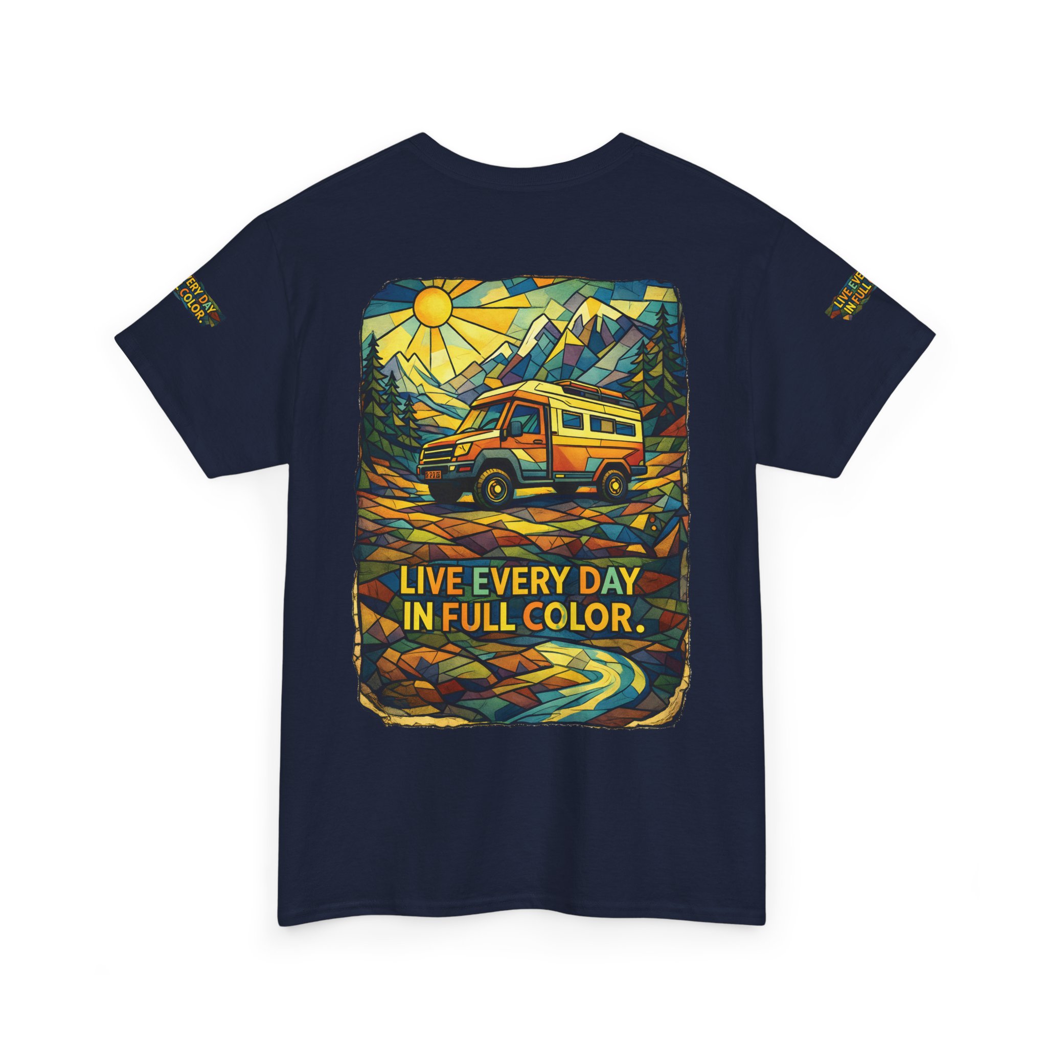 15679027132386540193_2048.jpeg Unisex Heavy Cotton Tee — "Live Life Every Day In Full Color" Design Cubic-Line