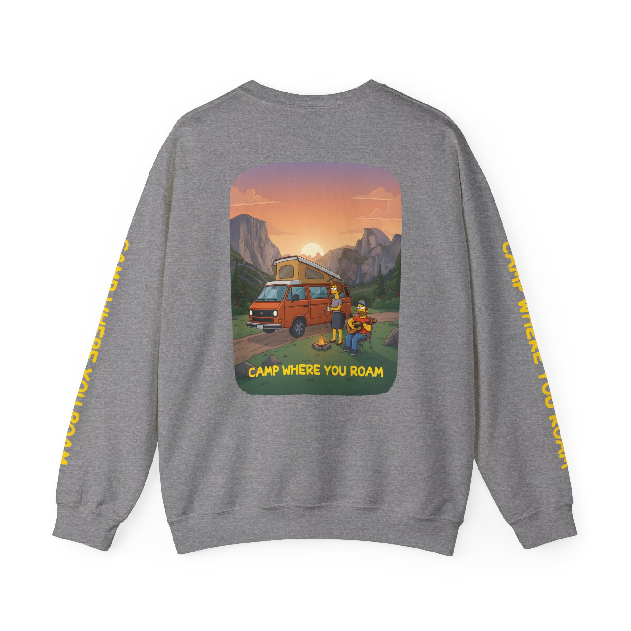 Unisex Heavy Blend™ Crewneck Sweatshirt — "Camp Where You Roam" Design Sitcom-Line