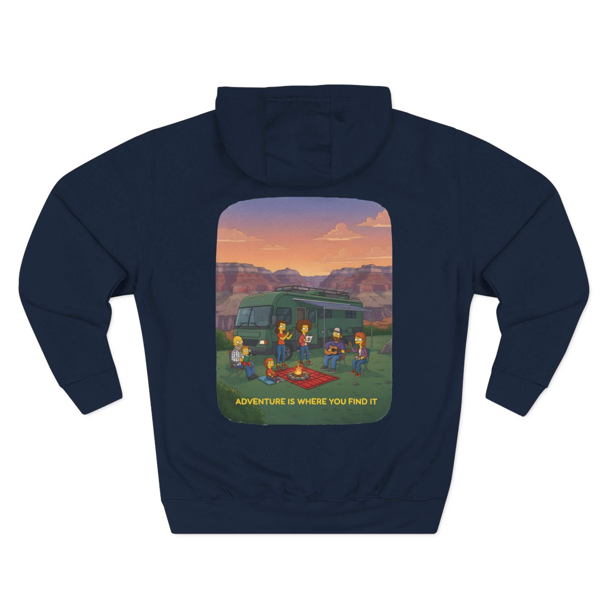 Three-Panel Fleece Hoodie - "Adventure Is Where You Find It" Design Sitcom-Line