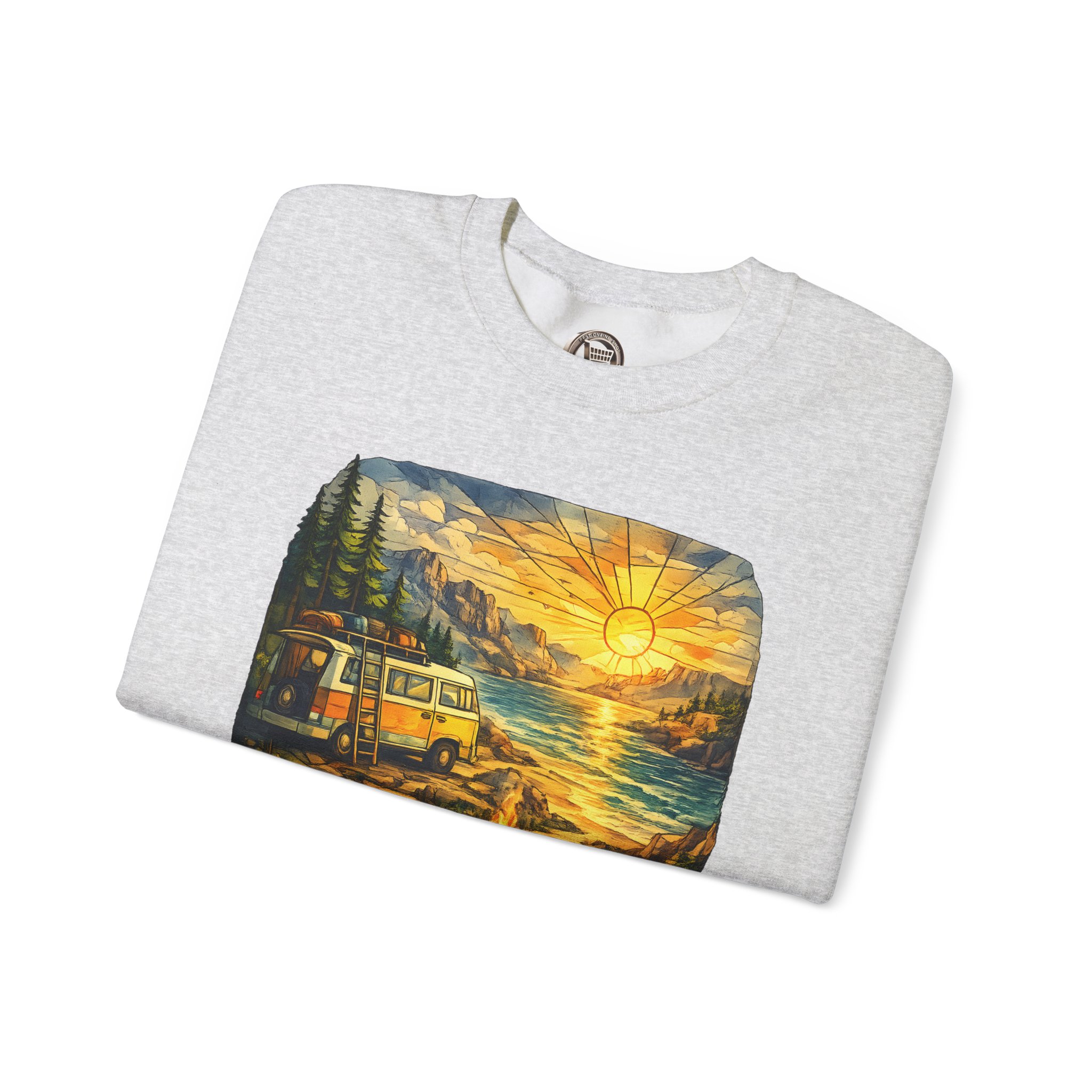 Unisex Heavy Blend™ Crewneck Sweatshirt — "Not All Who Wander Are Lost" Design Cubic-Line