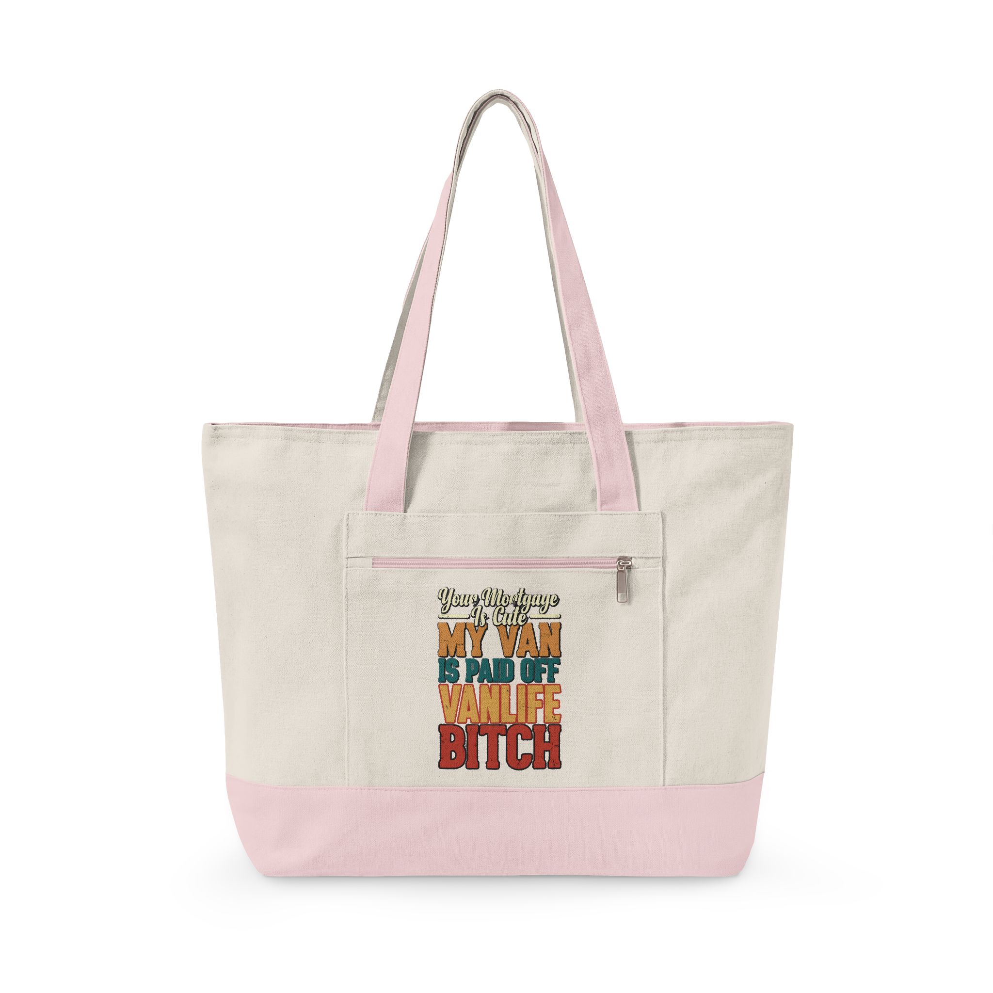 Zippered Canvas Tote — "Your Mortgage Is Cute" (Design F**K-Line)