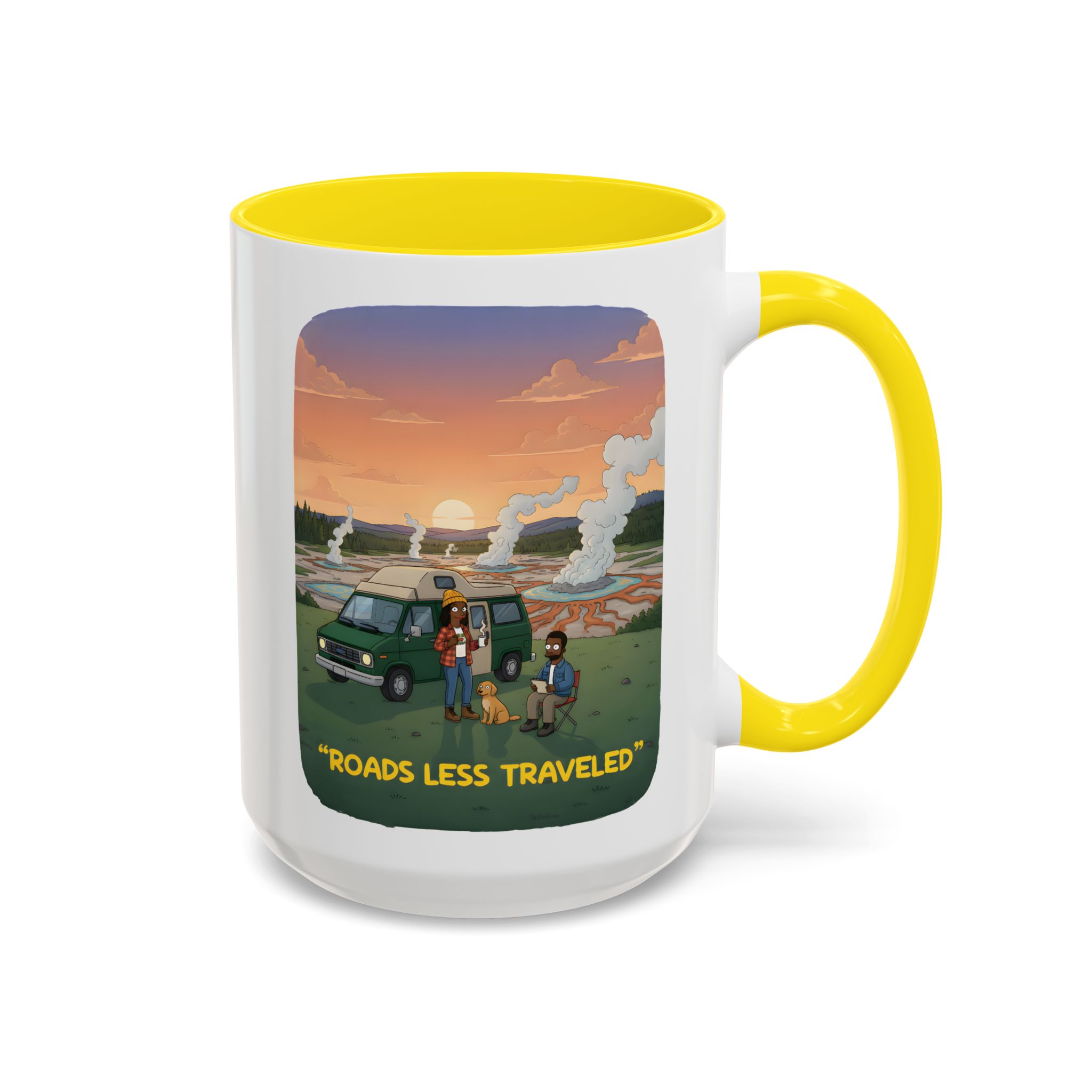 Accent Coffee Mug (11, 15oz) — "Roads Less Traveled" Design Sitcom-Line