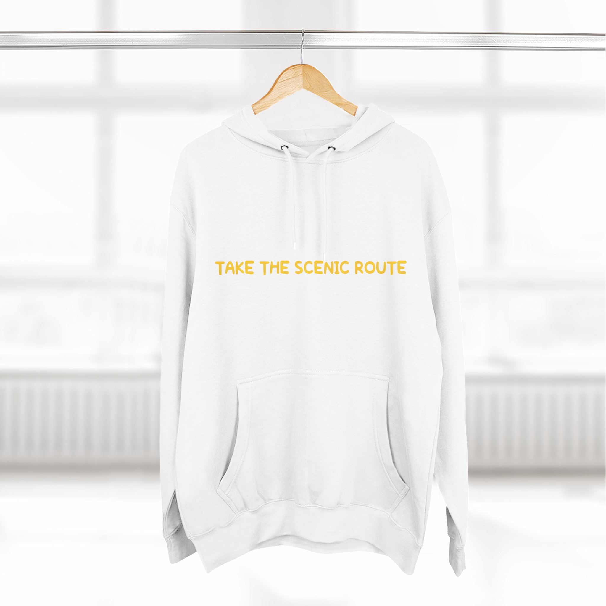 Three-Panel Fleece Hoodie - "Take The Scenic Route" Design Sitcom-Line