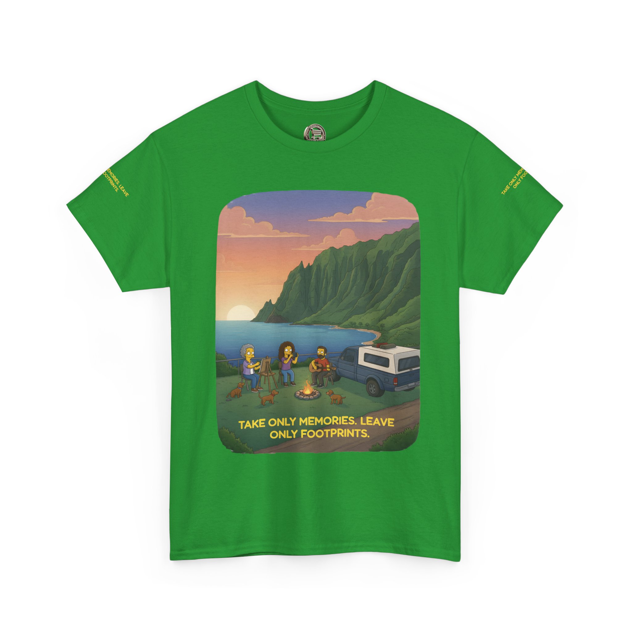 Unisex Heavy Cotton Tee — "Take Only Memories-Leave Only Footprints" Design Sitcom-Line