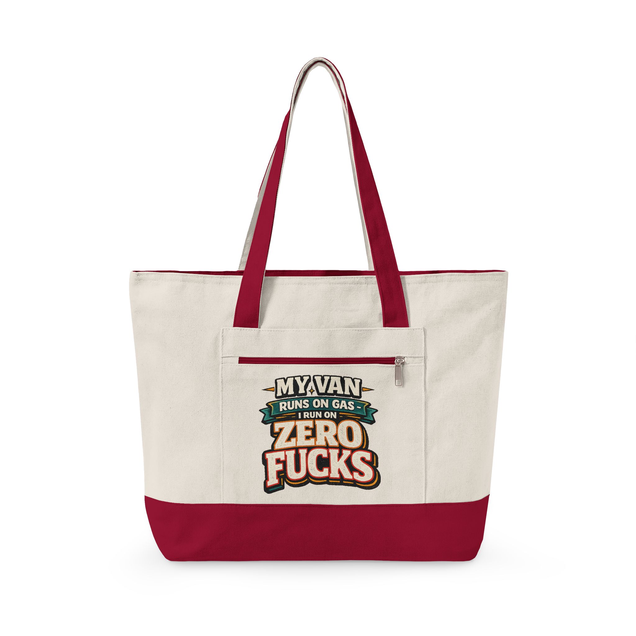 Zippered Canvas Tote — "My Van Runs On Gas" (Design F**K-Line)