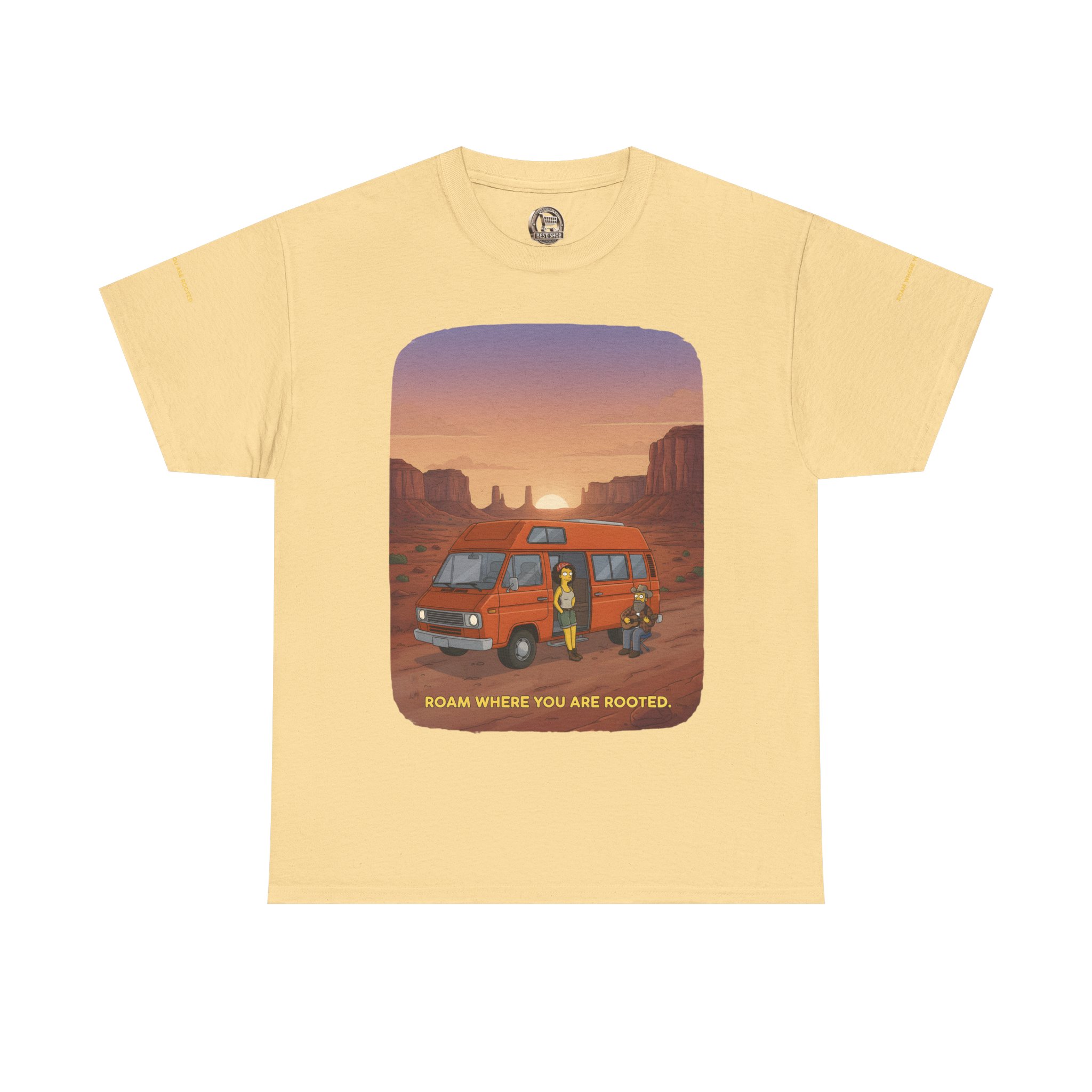 Unisex Heavy Cotton Tee — "Roam Where You Are Rooted" Design Sitcom-Line