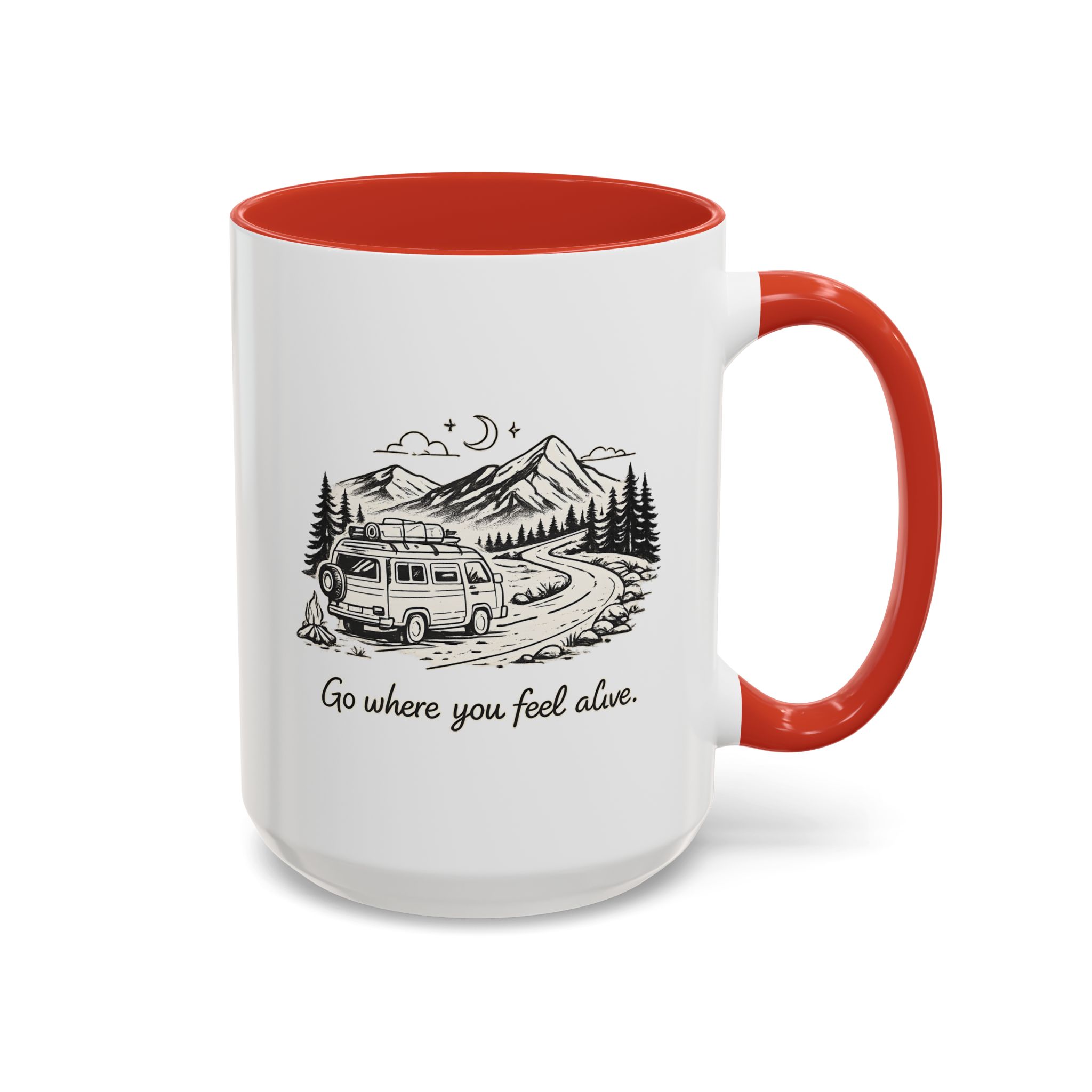 Accent Coffee Mug (11, 15oz) — "Go Where You Feel Alive" Design Minimal-Line