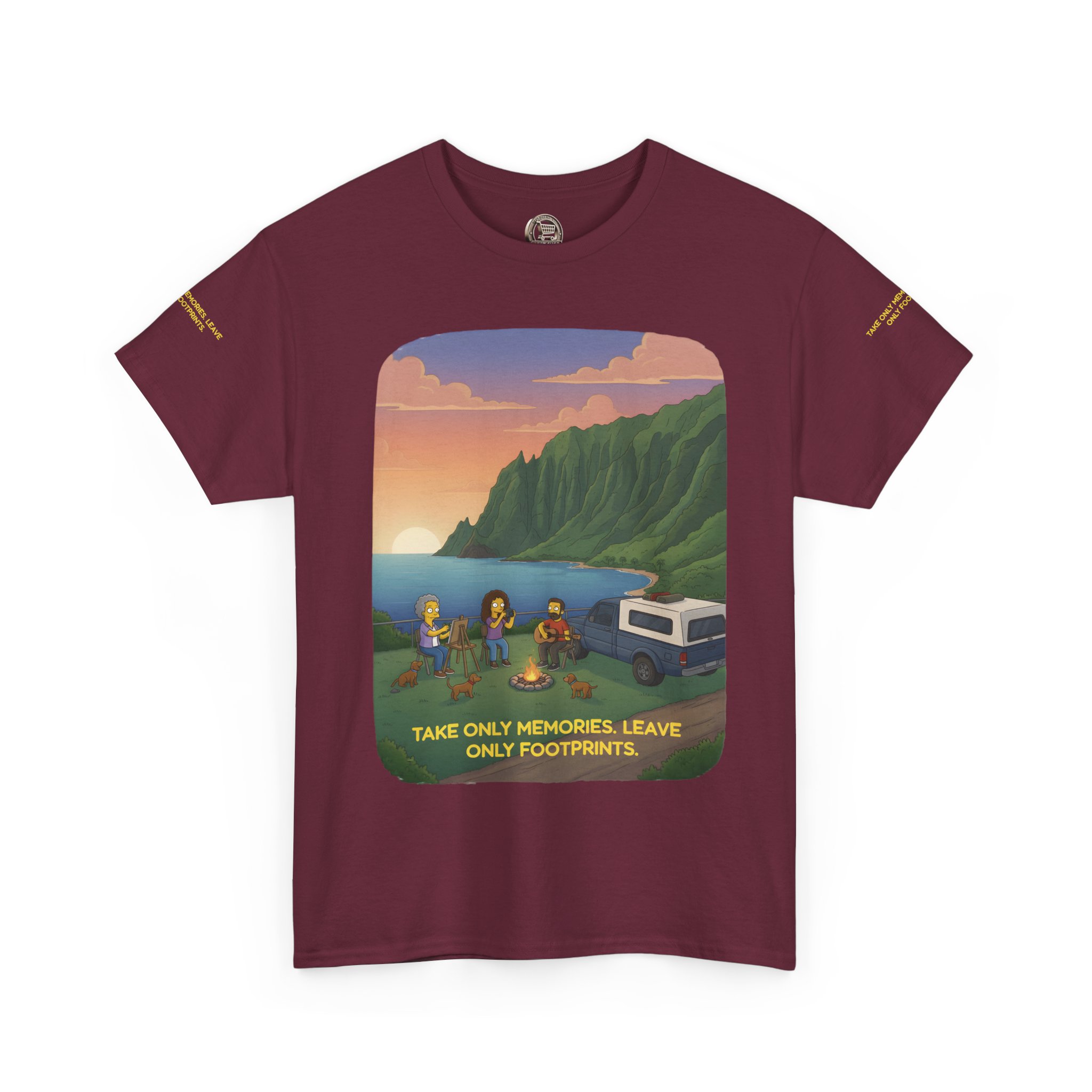 Unisex Heavy Cotton Tee — "Take Only Memories-Leave Only Footprints" Design Sitcom-Line