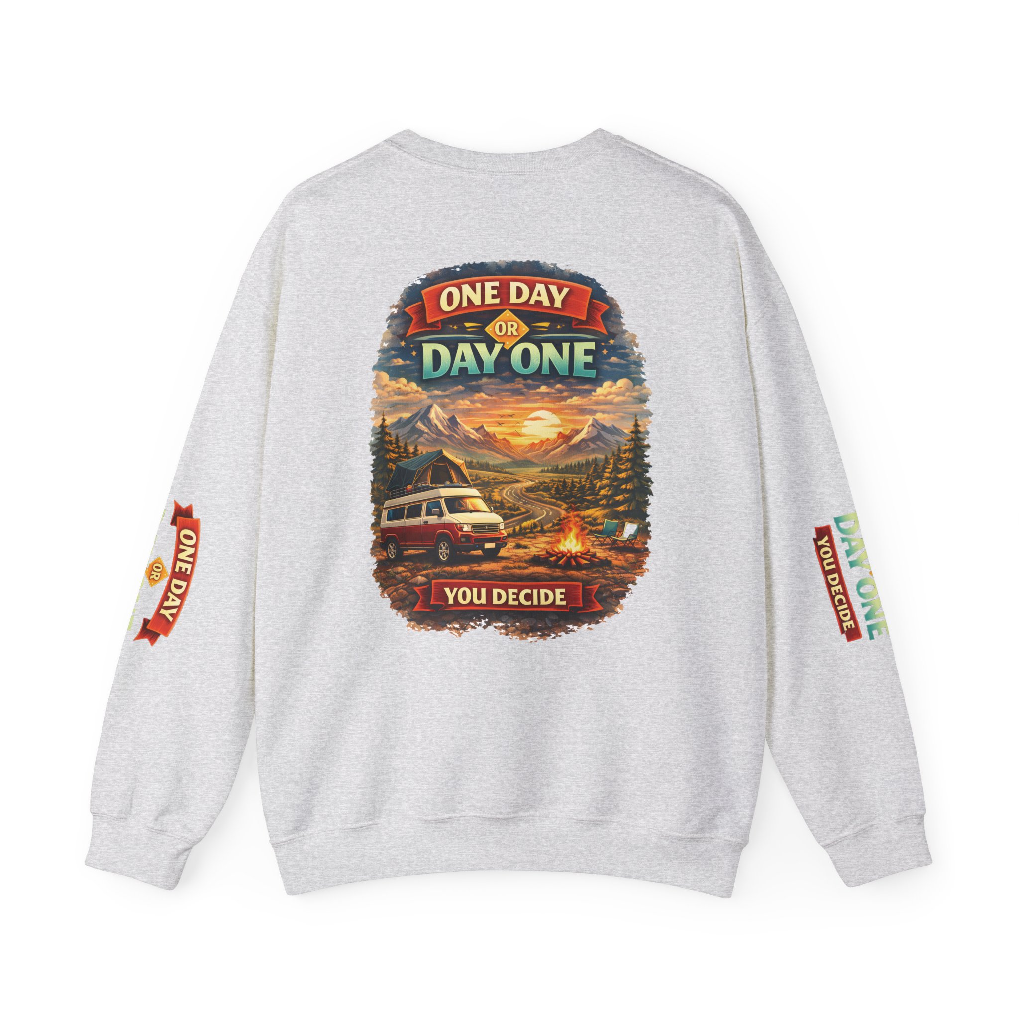 Unisex Heavy Blend™ Crewneck Sweatshirt — "One Day Or Day One" Design Scenic-Line