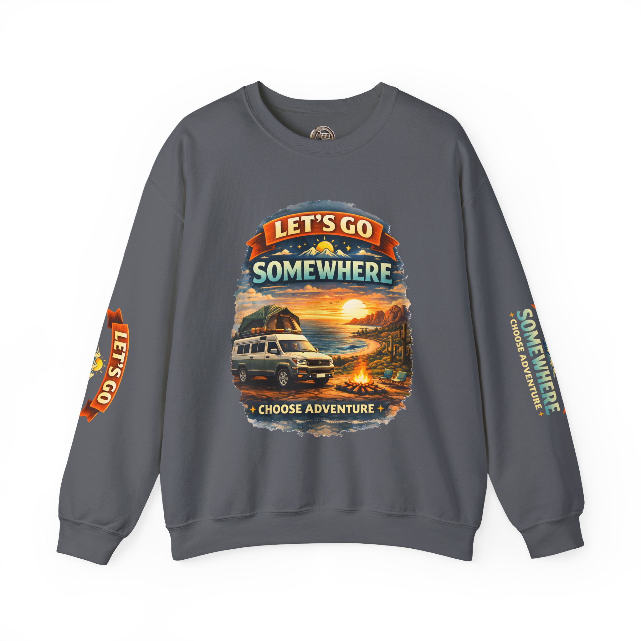 Unisex Heavy Blend™ Crewneck Sweatshirt — "Lets Go Somewhere" Design Scenic-Line