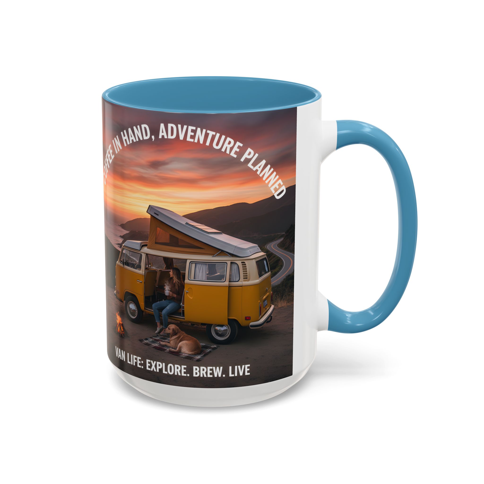 Accent Coffee Mug (11, 15oz) - "Coffee in Hand, Adventure Planned"