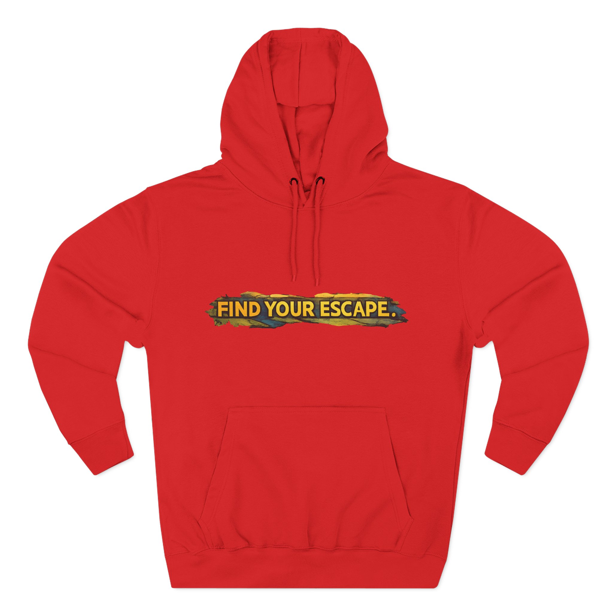 Three-Panel Fleece Hoodie - "Find Your Escape" Design Cubic-Line