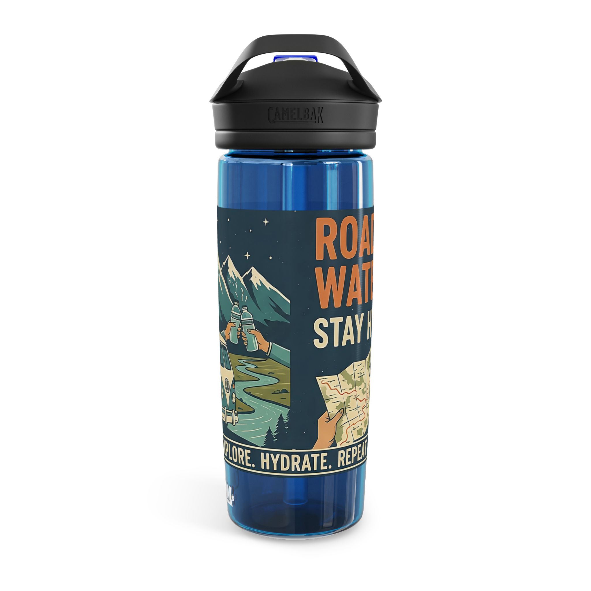 Water Bottle — CamelBak Eddy 20/25oz, "Road. Water. Stay Wild."