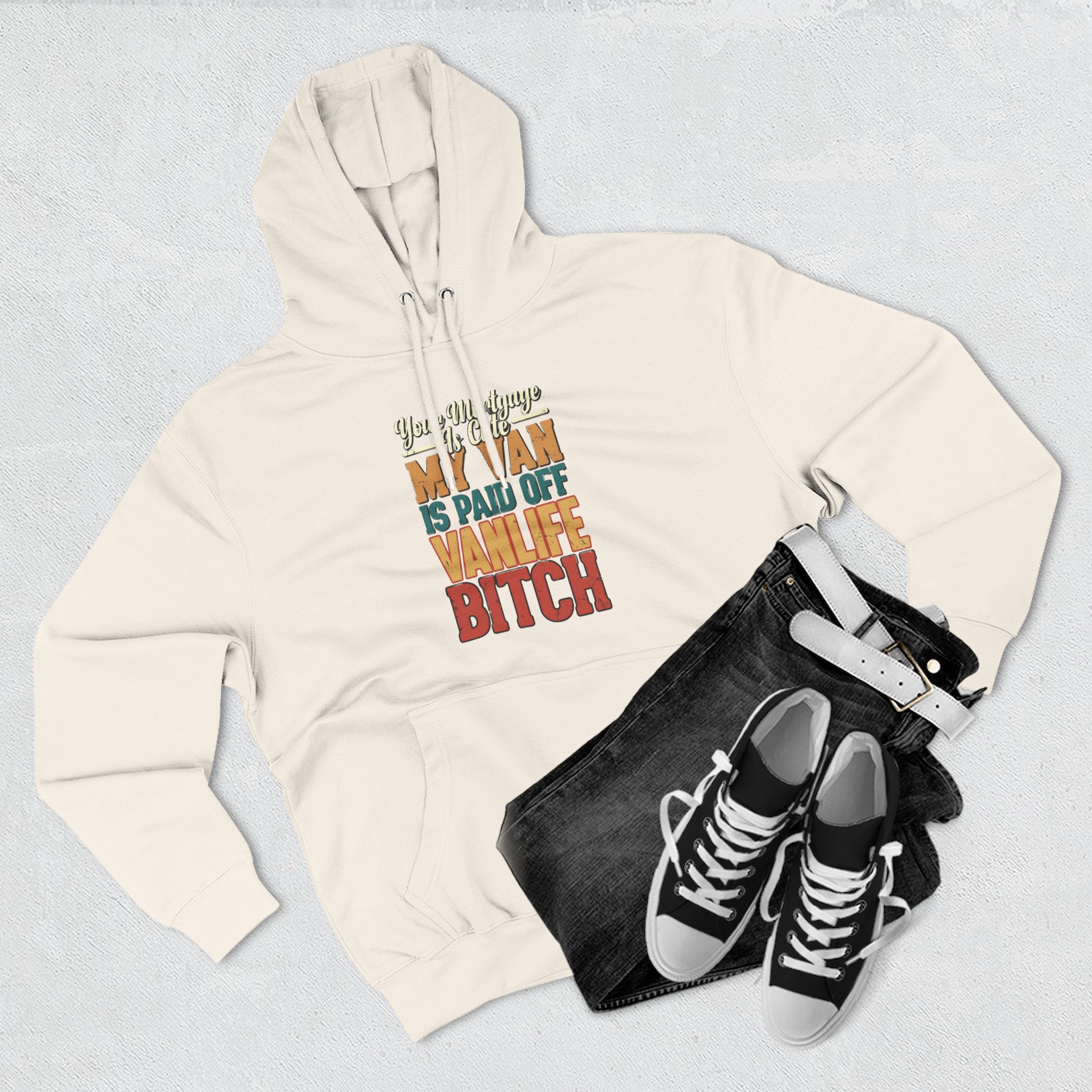 Three-Panel Fleece Hoodie - "Your Mortgage Is Cute" Design F**K-Line