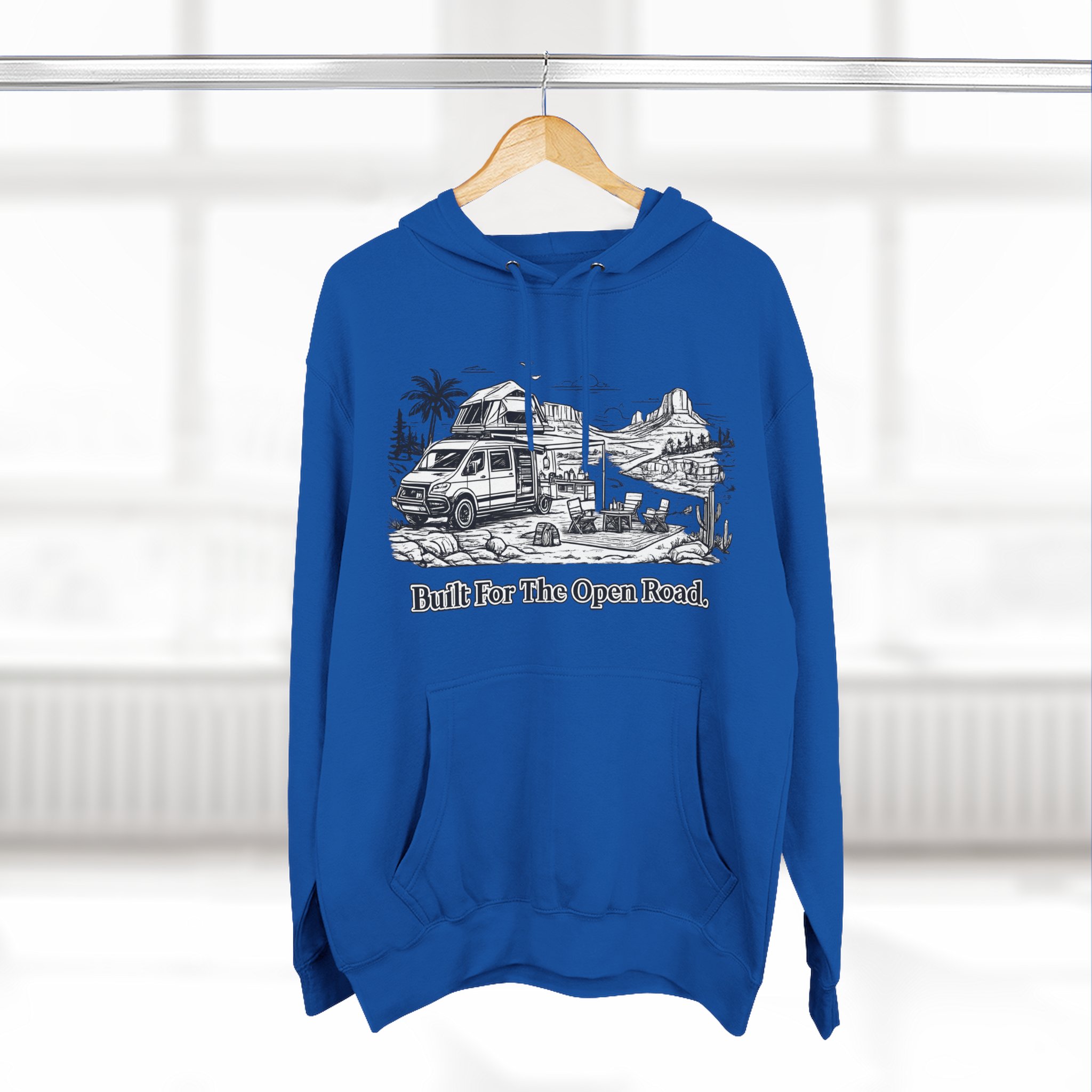 15736720138722083153_2048.jpeg Three-Panel Fleece Hoodie - "Built For The Open Road" Design Minimal-Line