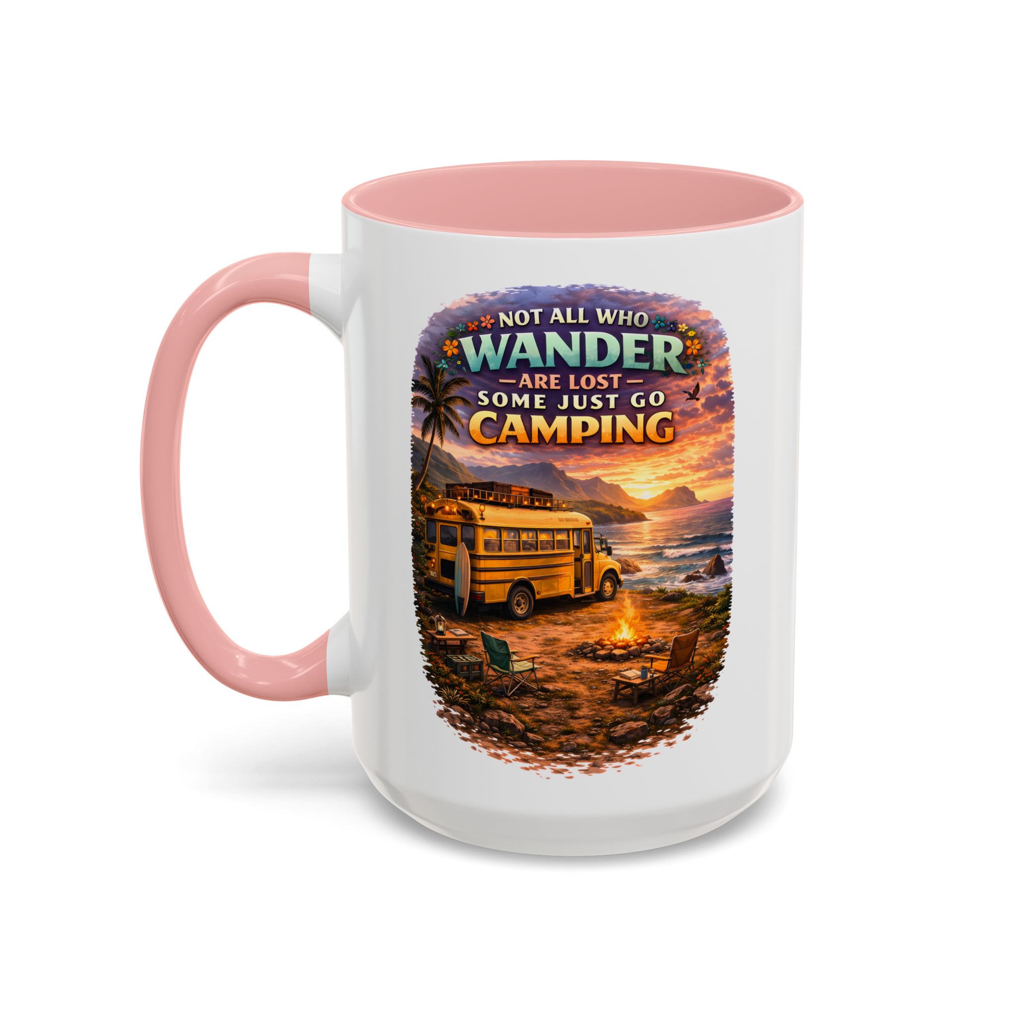 Accent Coffee Mug (11, 15oz) — "Not All Who Wander Are Lost" Design Scenic-Line