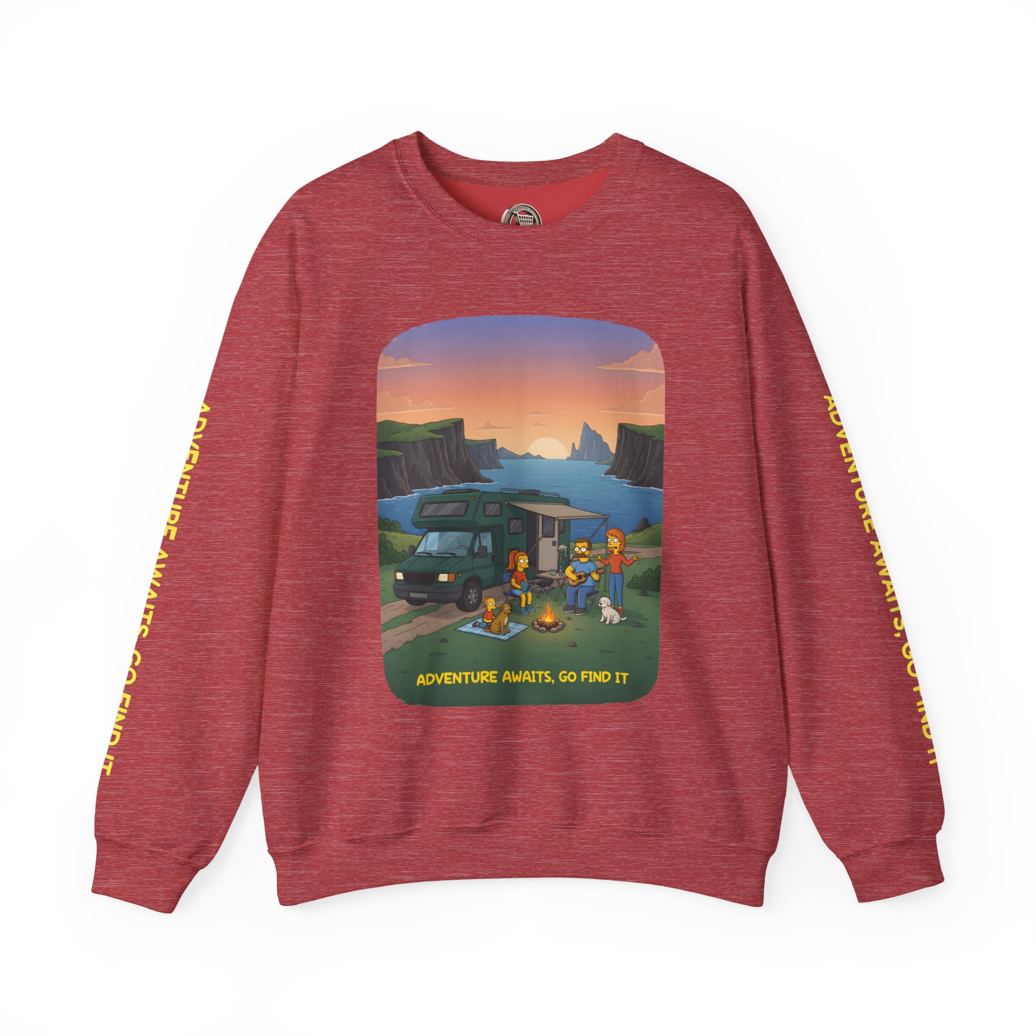 Unisex Heavy Blend™ Crewneck Sweatshirt — "Adventure Awaits-Go Find It"" Design Sitcom-Line