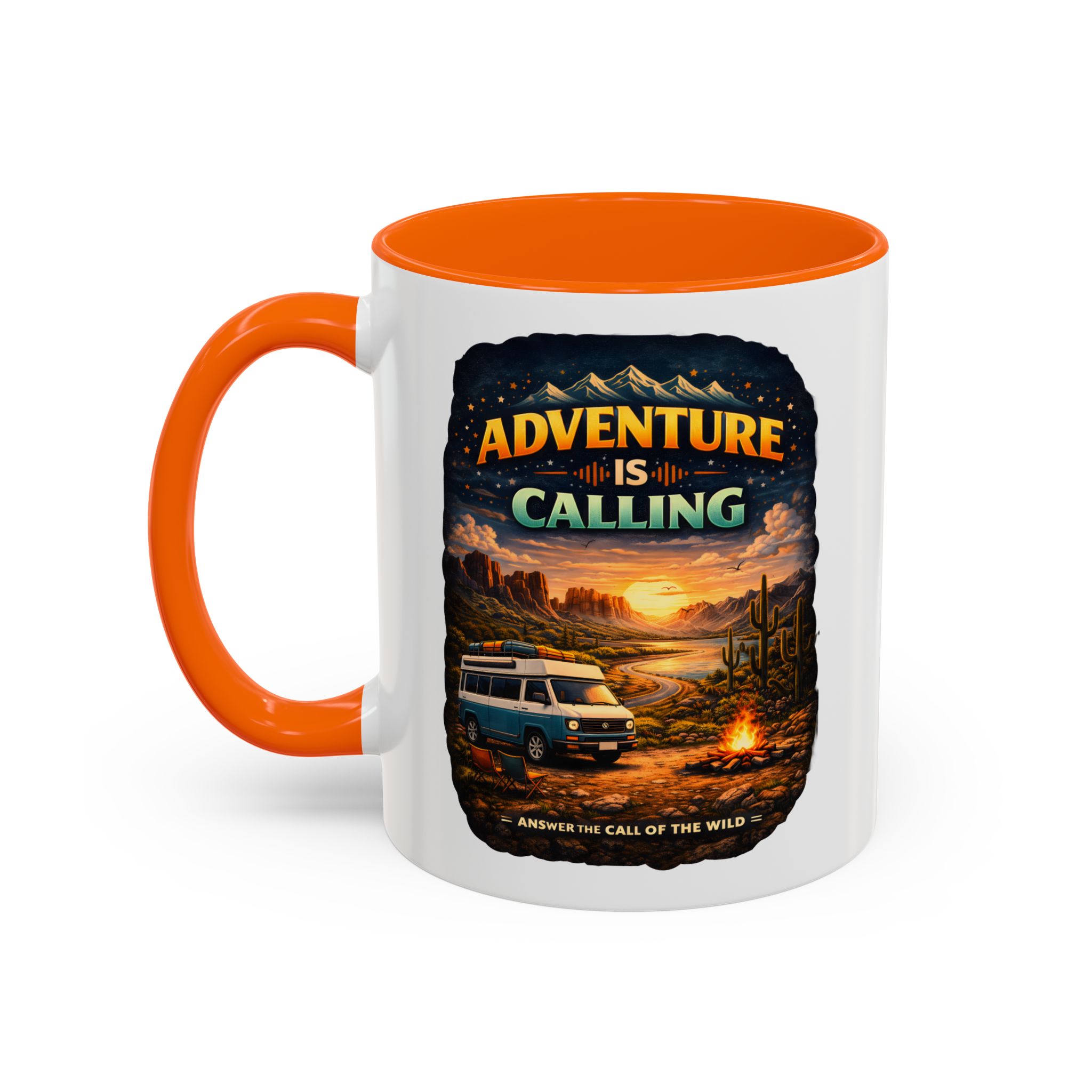 Accent Coffee Mug (11, 15oz) — "Adventure Is Calling" Design Scenic-Line