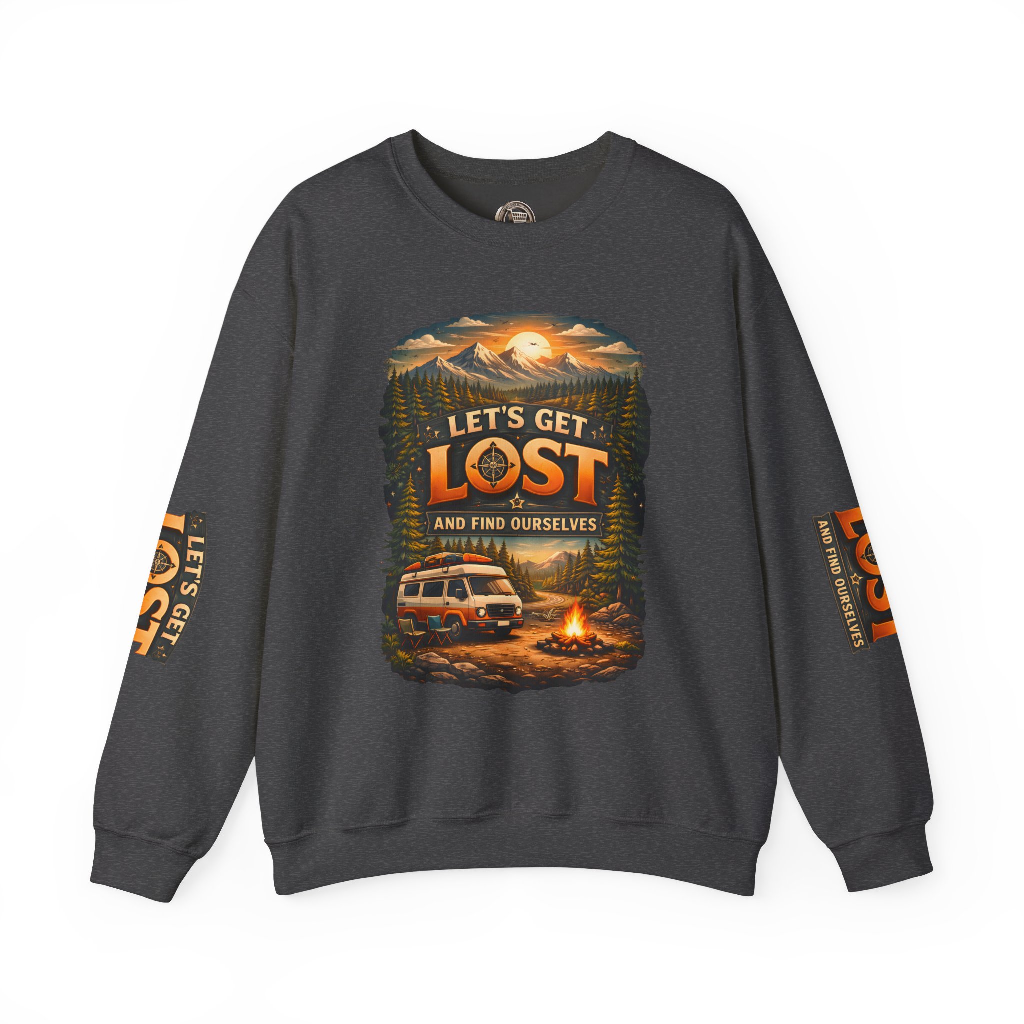 Unisex Heavy Blend™ Crewneck Sweatshirt — "Let´s Get Lost And Found Ourselfs" Design Scenic-Line