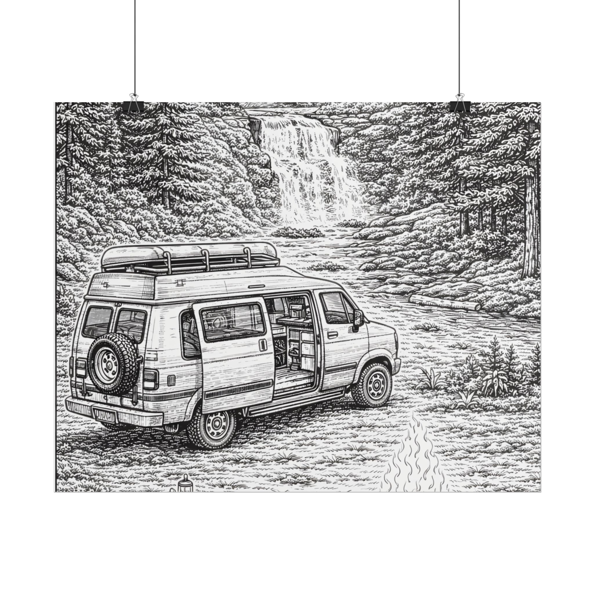 Campervan Poster — Vintage RV Camping Landscape Wall Art