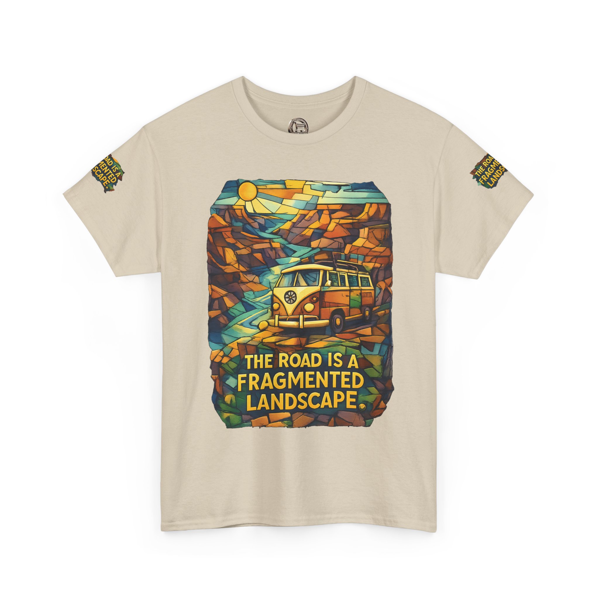 15758322254465764980_2048.jpeg Unisex Heavy Cotton Tee — "The Road Is A Fragmented Landscape" Design Cubic-Line