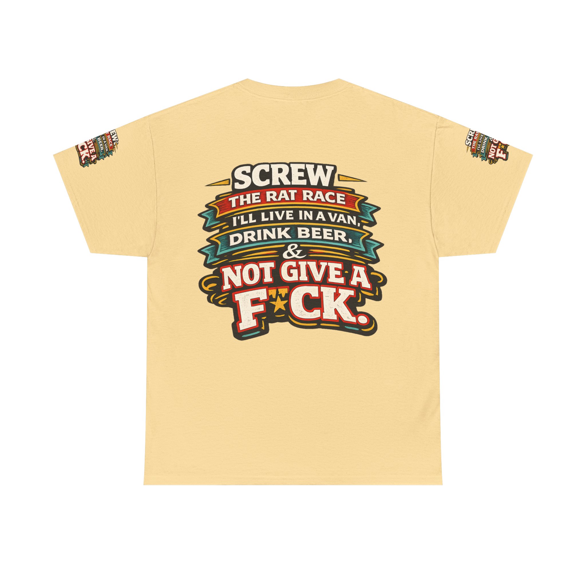 Unisex Heavy Cotton Tee — "Screw The Rat Race" Design F**K-Line
