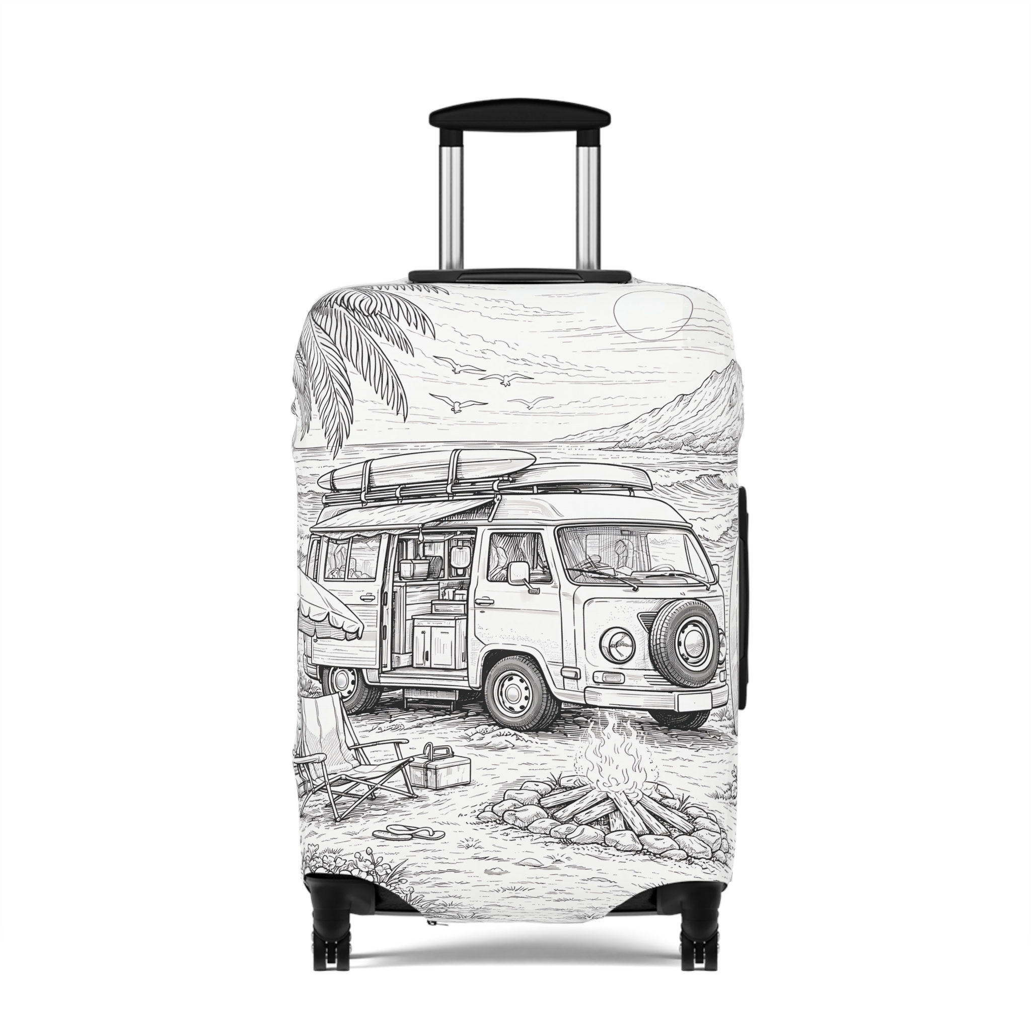 Luggage Cover — Adventure Camper Sketch Travel Suitcase