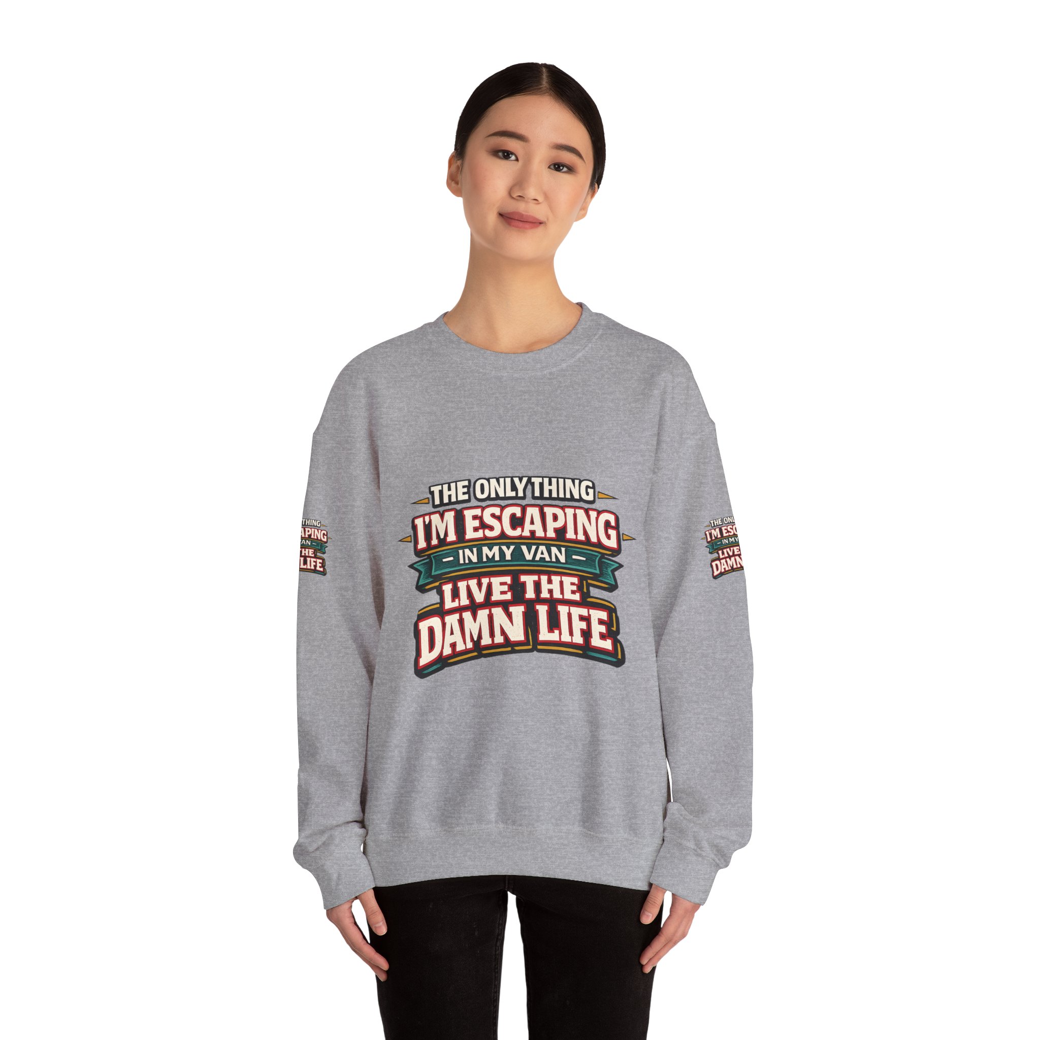 Unisex Heavy Blend™ Crewneck Sweatshirt — "The Only Thing I´m Escaping" Design F**K-Line