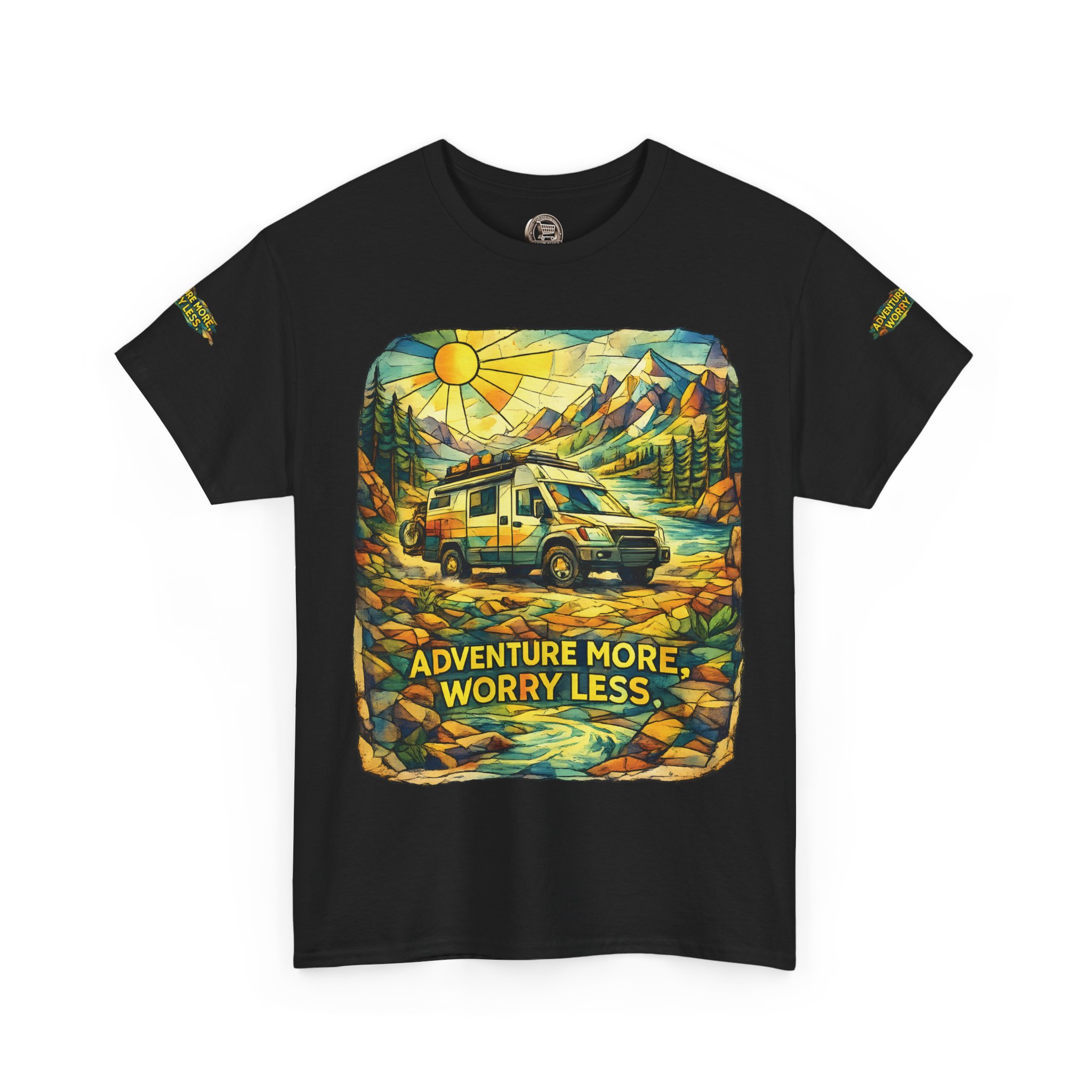 15771796805906699423_2048.jpeg Unisex Heavy Cotton Tee — "Adventure More Worry Less" Design Cubic-Line
