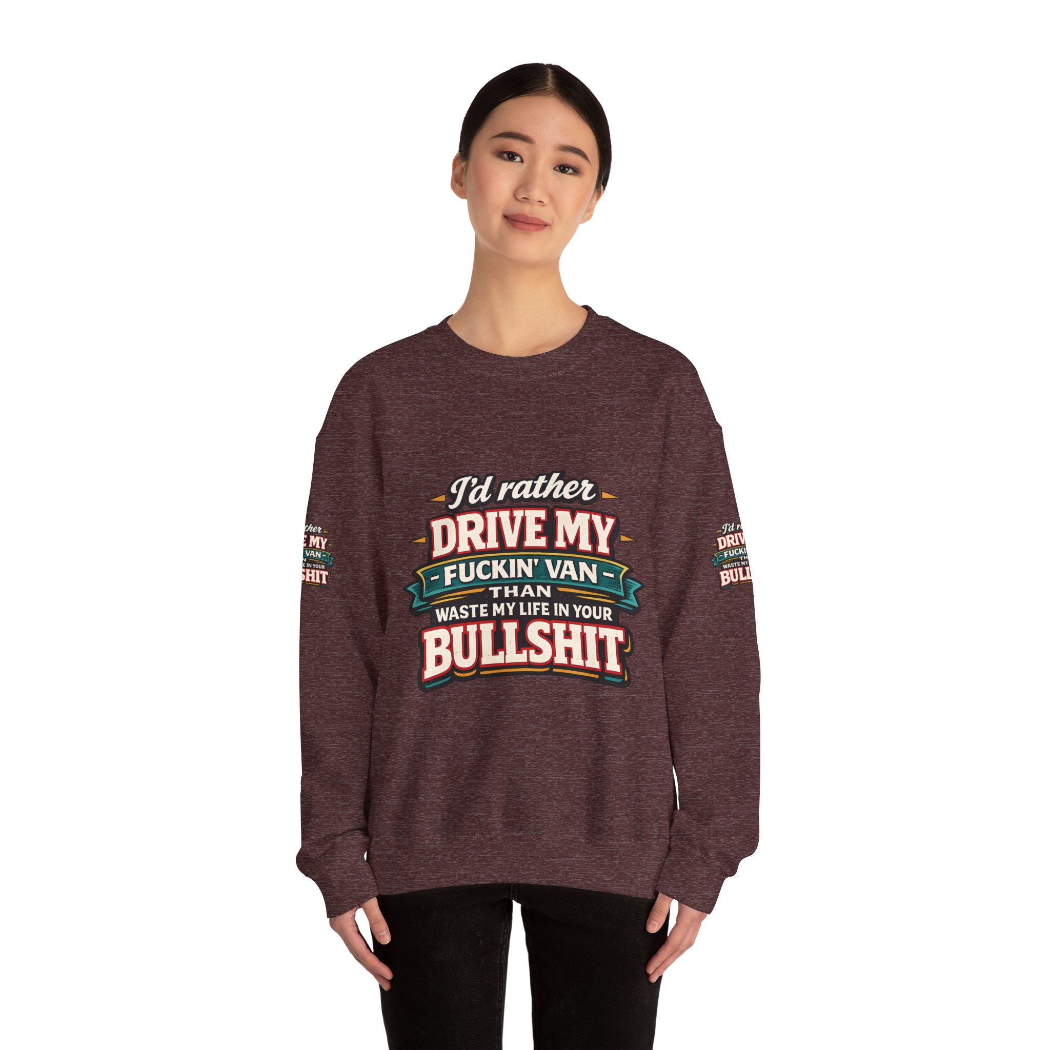 15774386182397618399_2048.jpeg Unisex Heavy Blend™ Crewneck Sweatshirt — "I´d Rather Drive My Fucking Van" Design F**K-Line