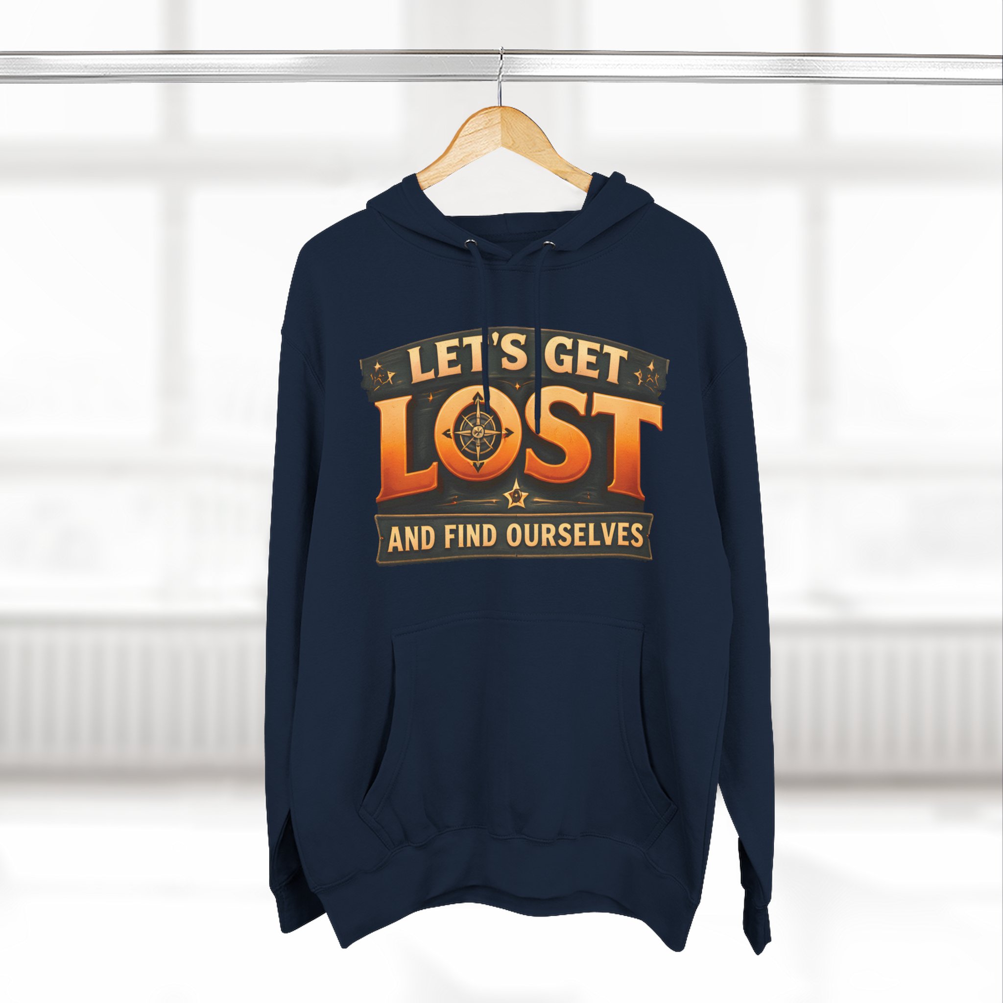 Three-Panel Fleece Hoodie - "Let´s Get Lost And Found Ourselfs" Design Scenic-Line