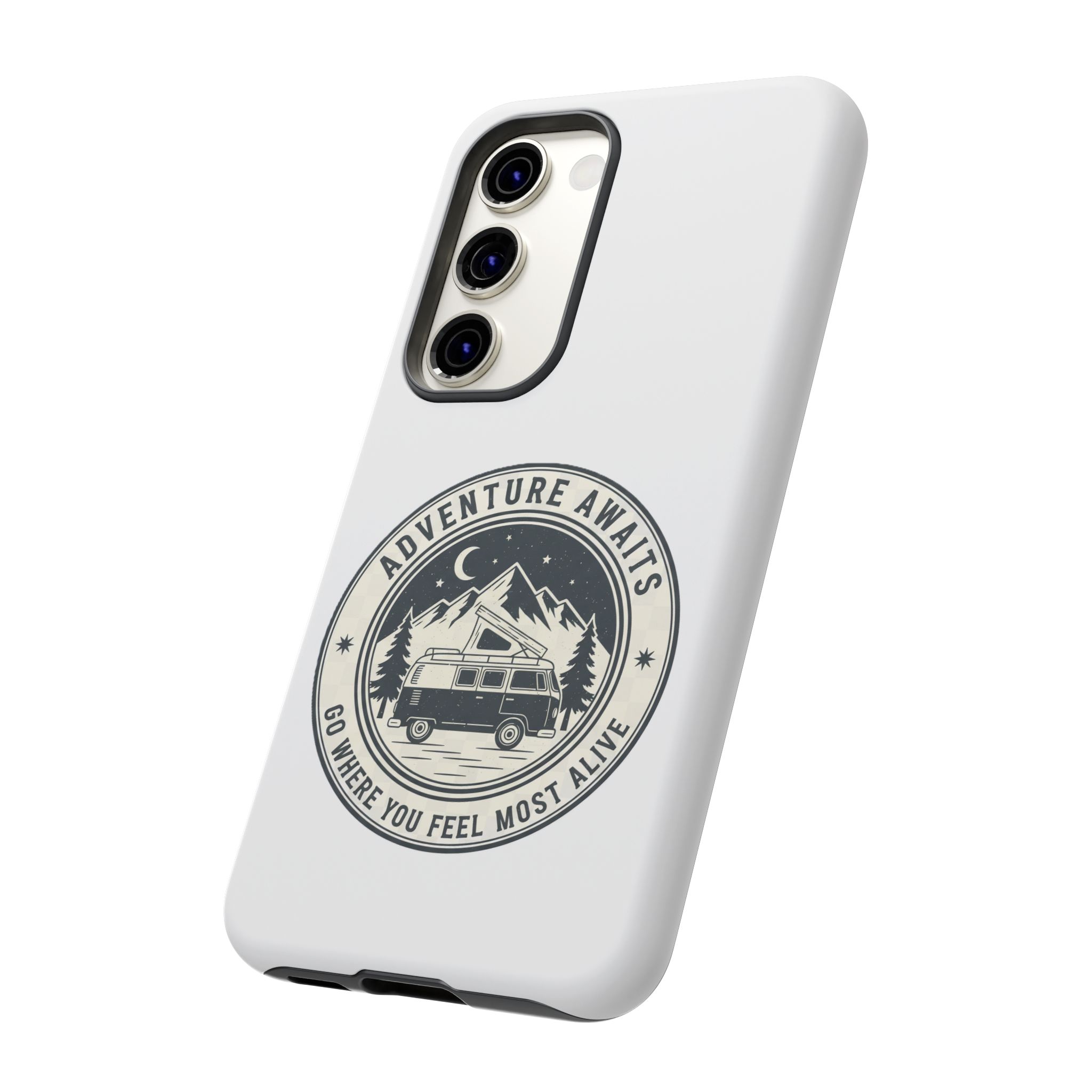 Phone Case — "Adventure Awaits-Go Where You Feel Most Alive" Camper Van Design