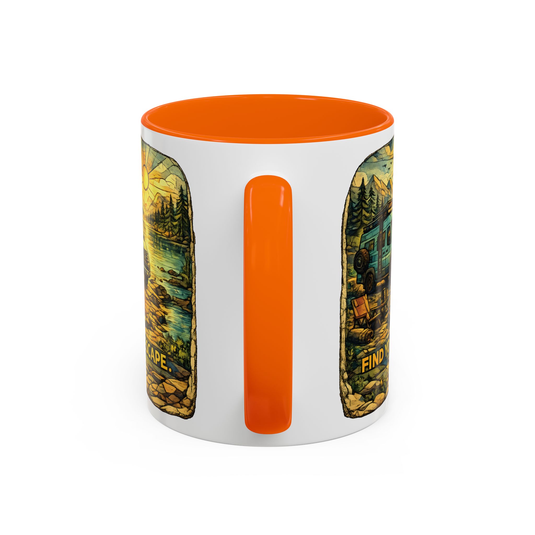 15777503490417776627_2048.jpeg Accent Coffee Mug (11, 15oz) — "Find Your Escape" Design Cubic-Line